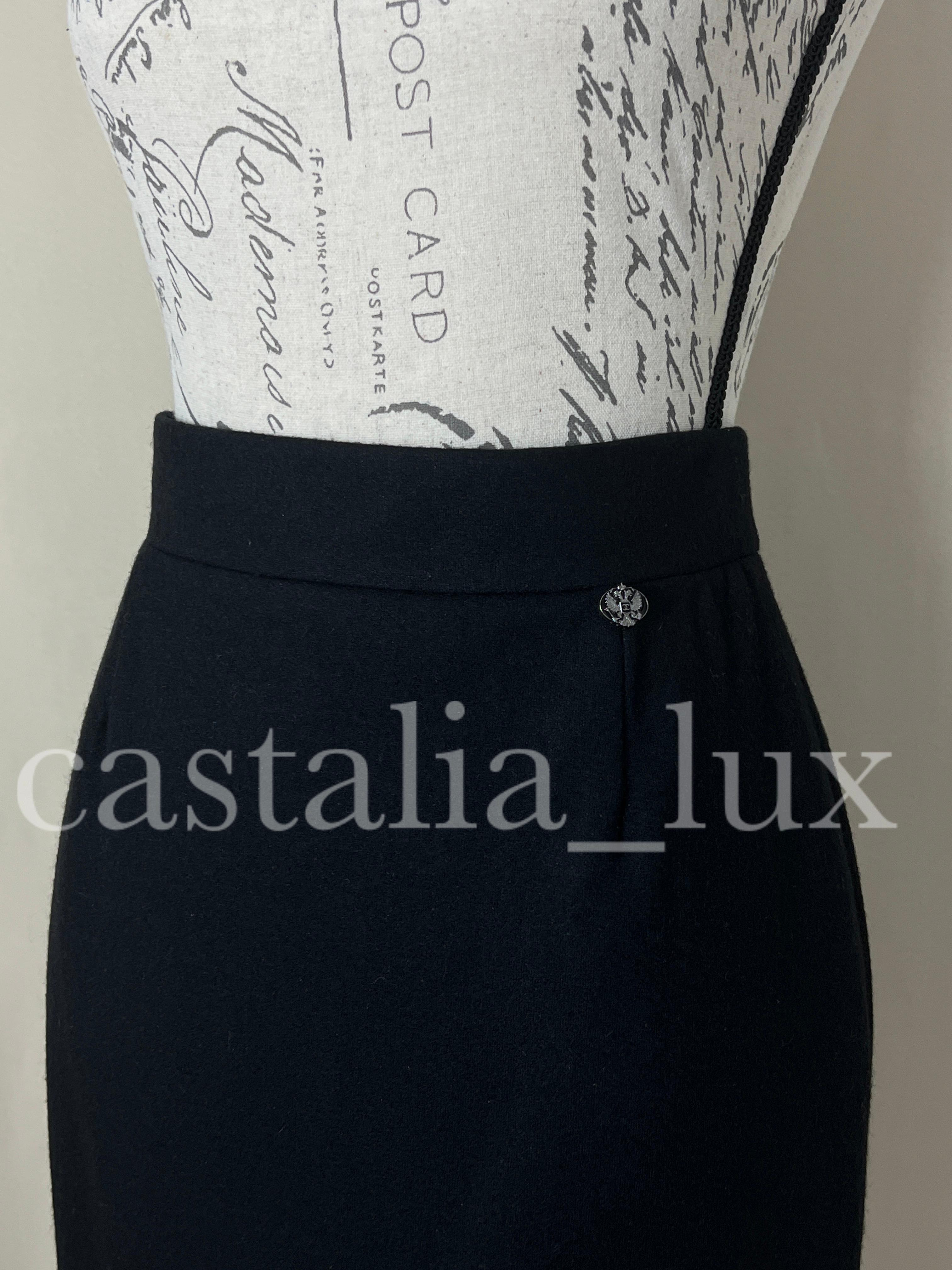 Chanel New CC Eagle Charm Black Pencil Skirt For Sale 3