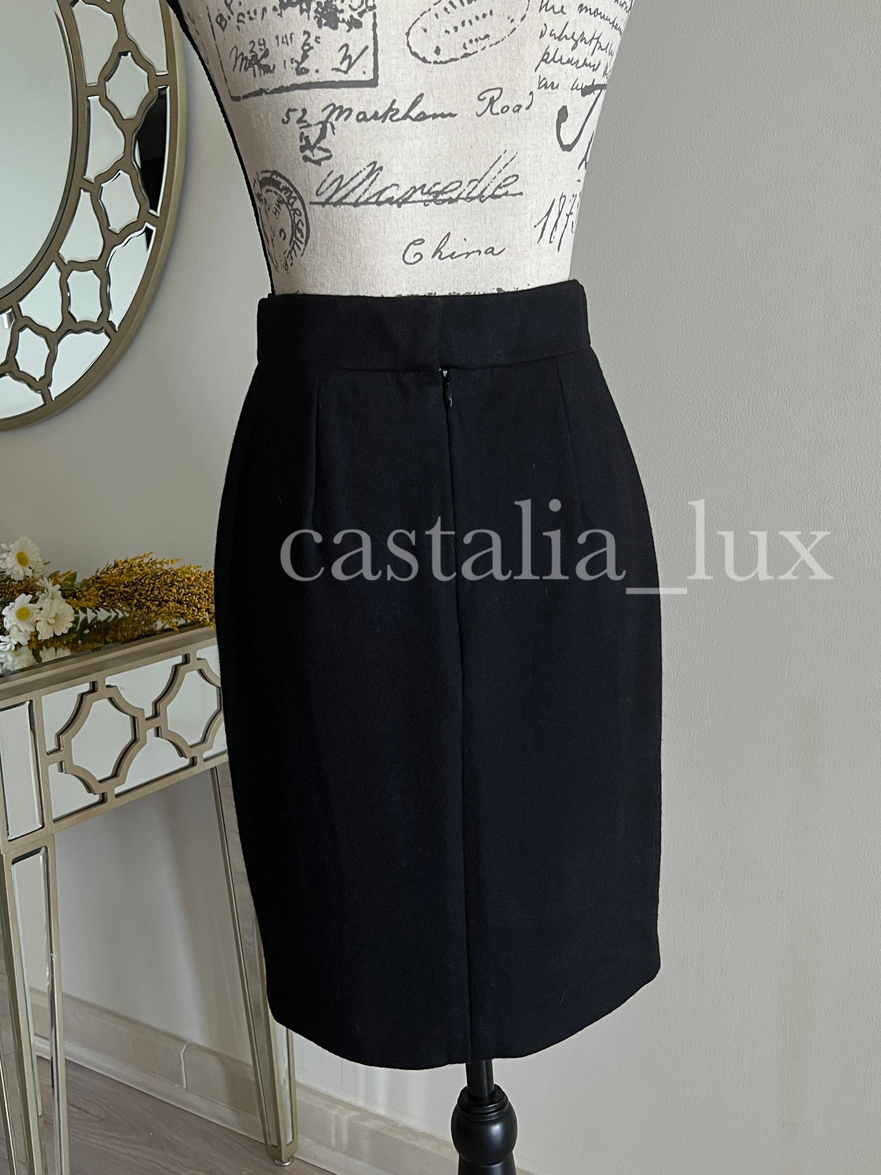 Chanel New CC Eagle Charm Black Pencil Skirt For Sale 3