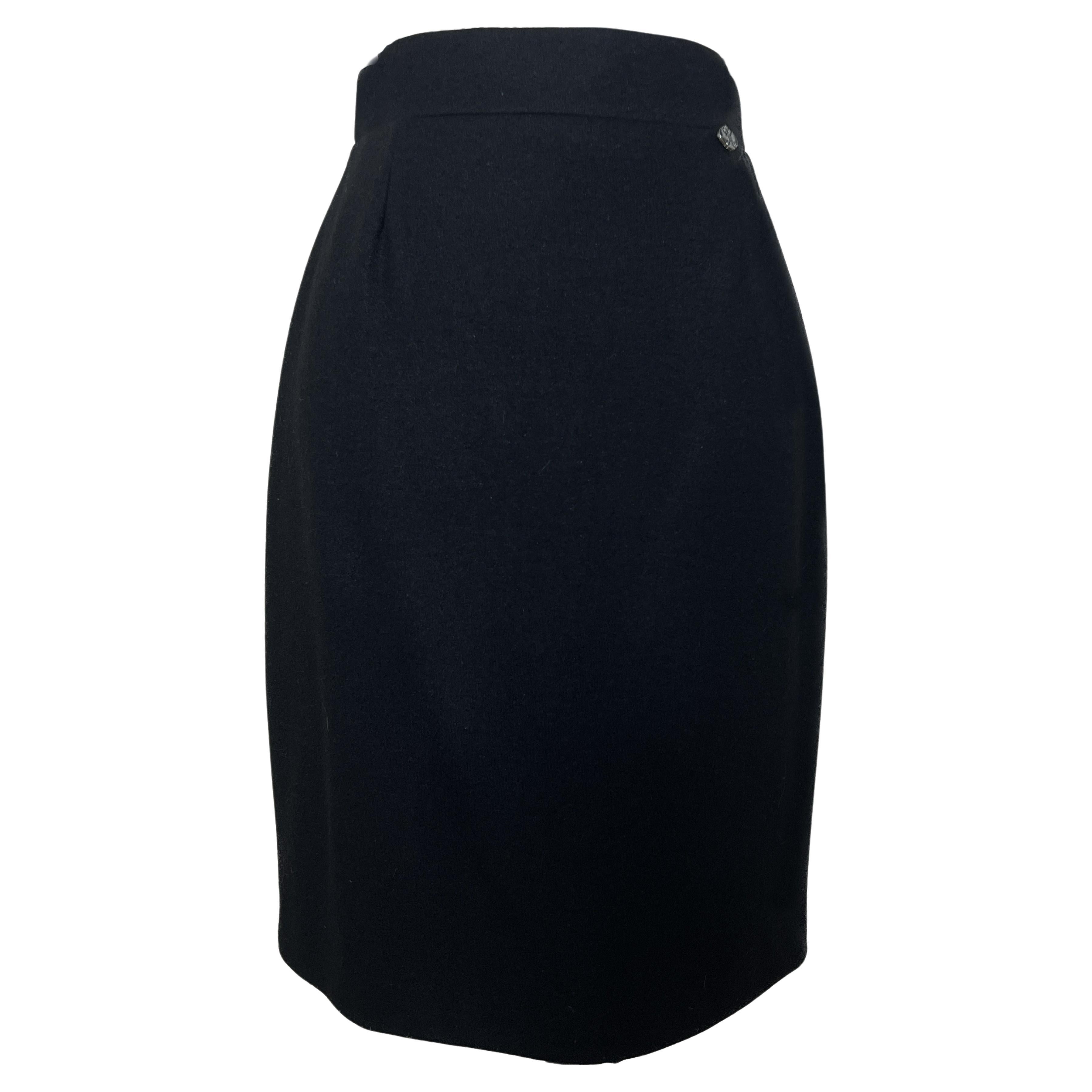 Chanel New CC Eagle Charm Black Pencil Skirt For Sale