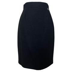 Chanel New CC Eagle Charm Black Pencil Skirt