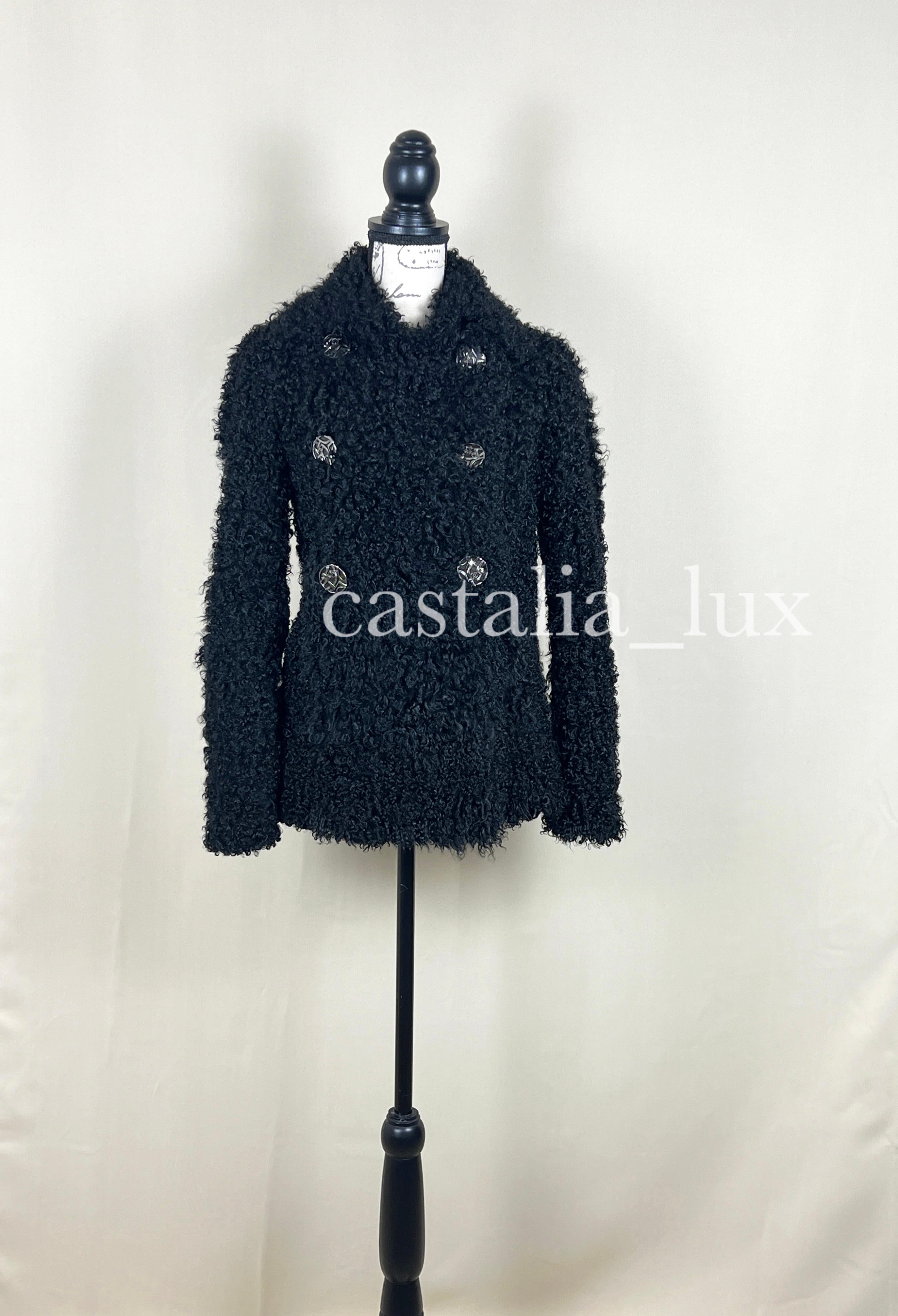 Chanel New CC Giant Button Black Jacket For Sale 2