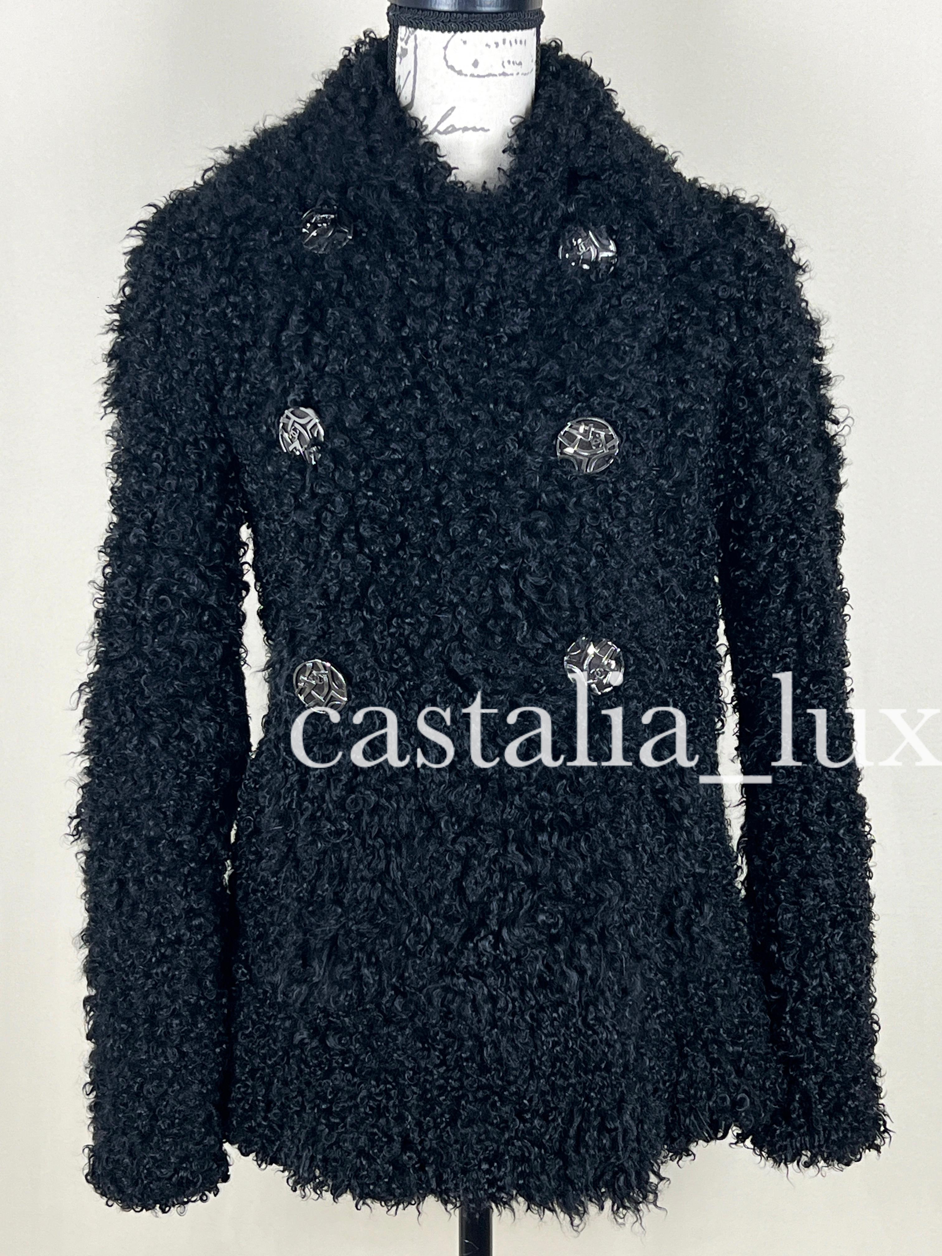 Chanel New CC Giant Button Black Jacket For Sale 5