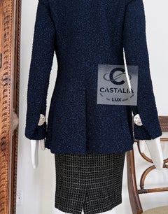 CHANEL New CC Giant Buttons Navy Tweed Jacket 38 FR
