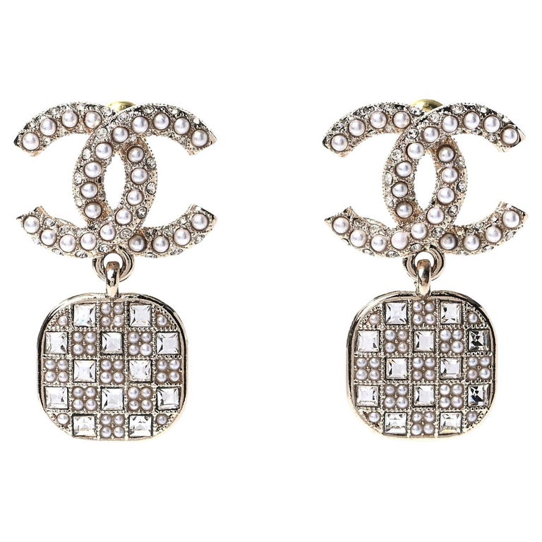Chanel Resin and Strass Metal Earrings Gold/Transparent in Metal - US