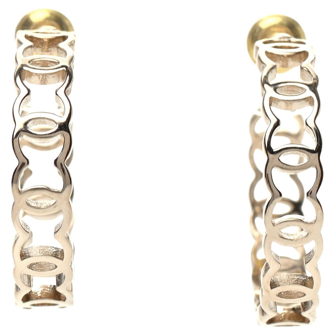 NEW Chanel Gold & Crystal LOGO CC Stud Hoop Earrings ABA159 B10006  NM021