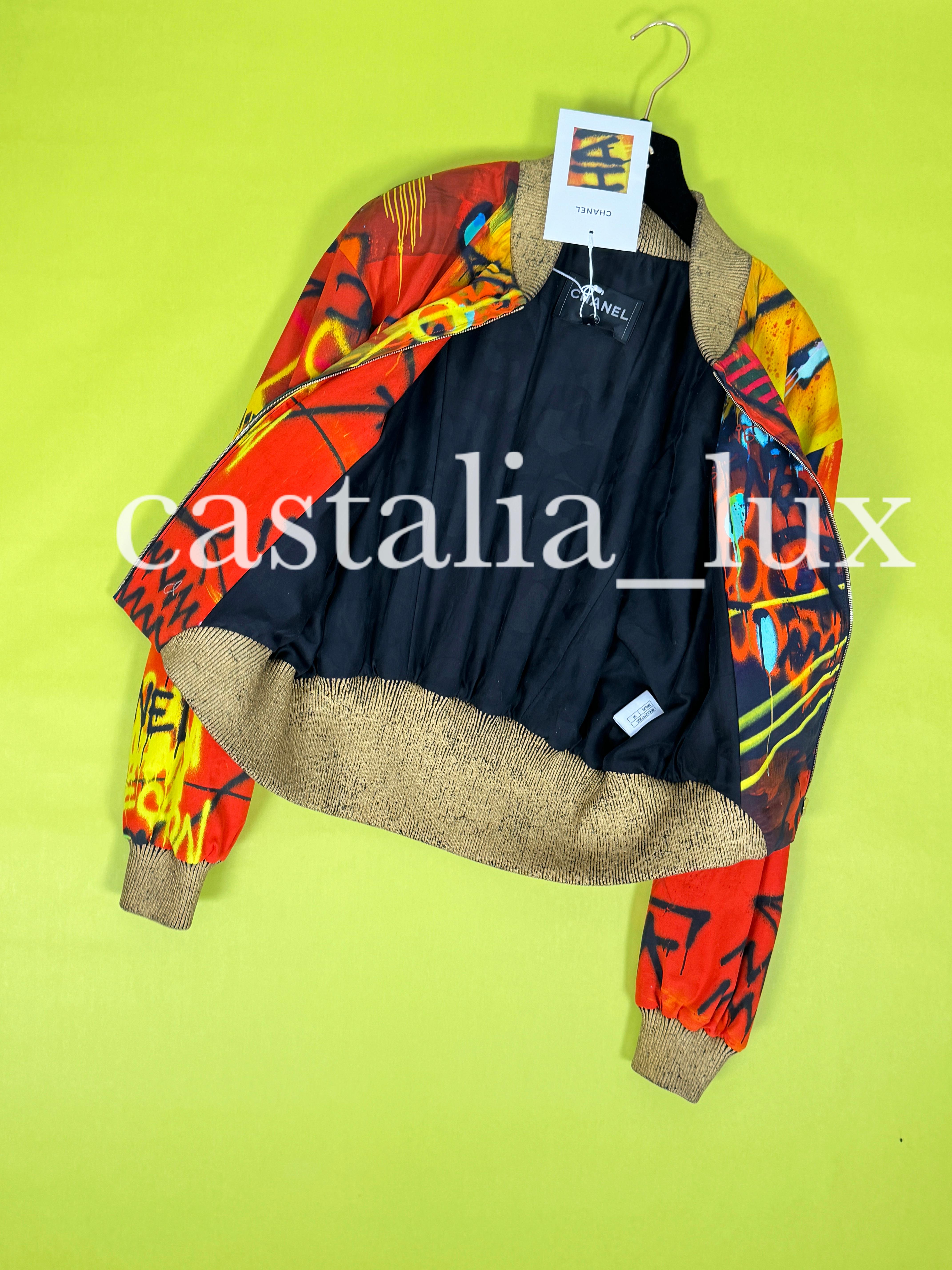 Chanel New CC Graffiti Egypt Sacred Symbols Bomber Jacket 6