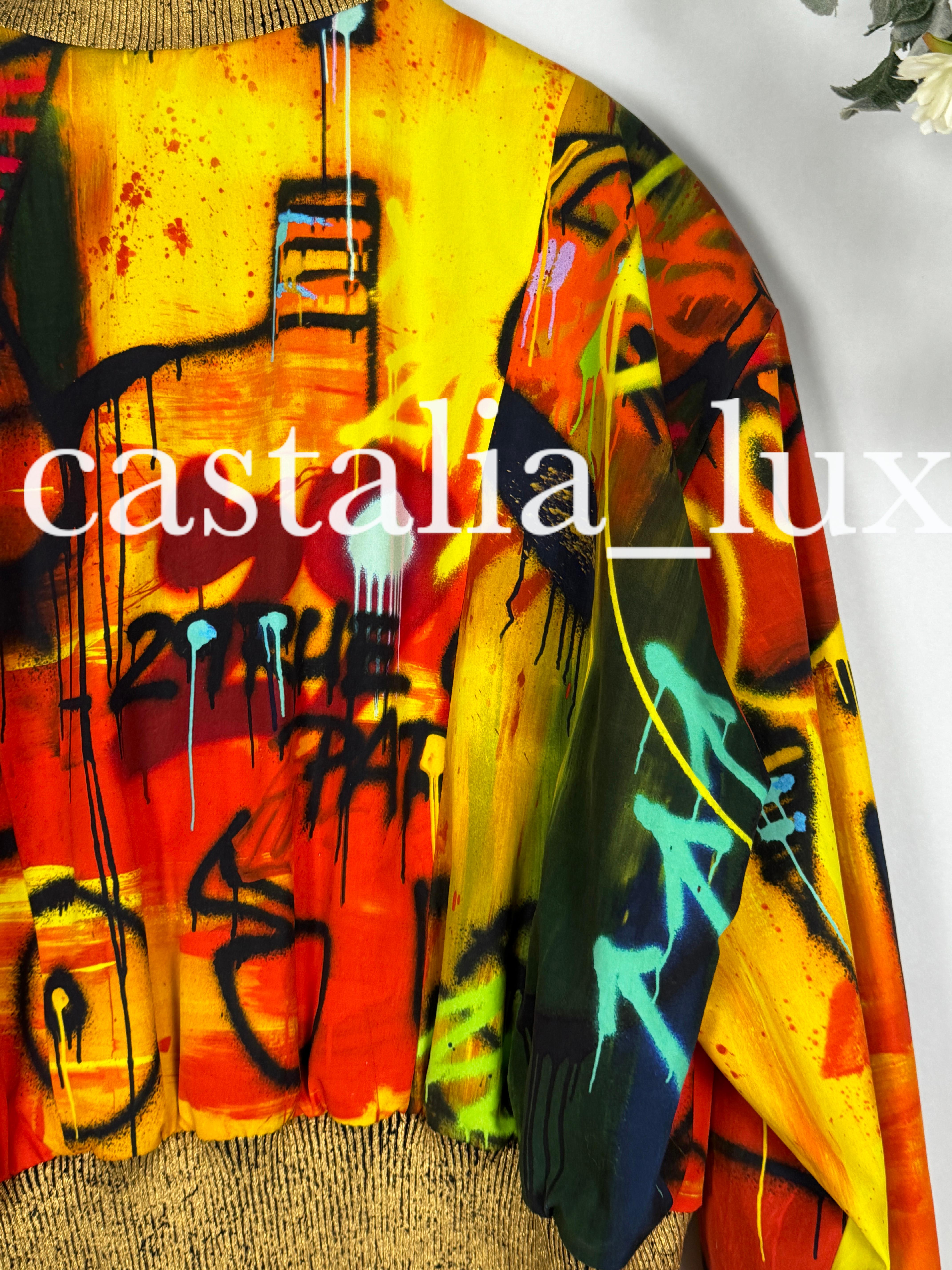 Chanel New CC Graffiti Egypt Sacred Symbols Bomber Jacket 11