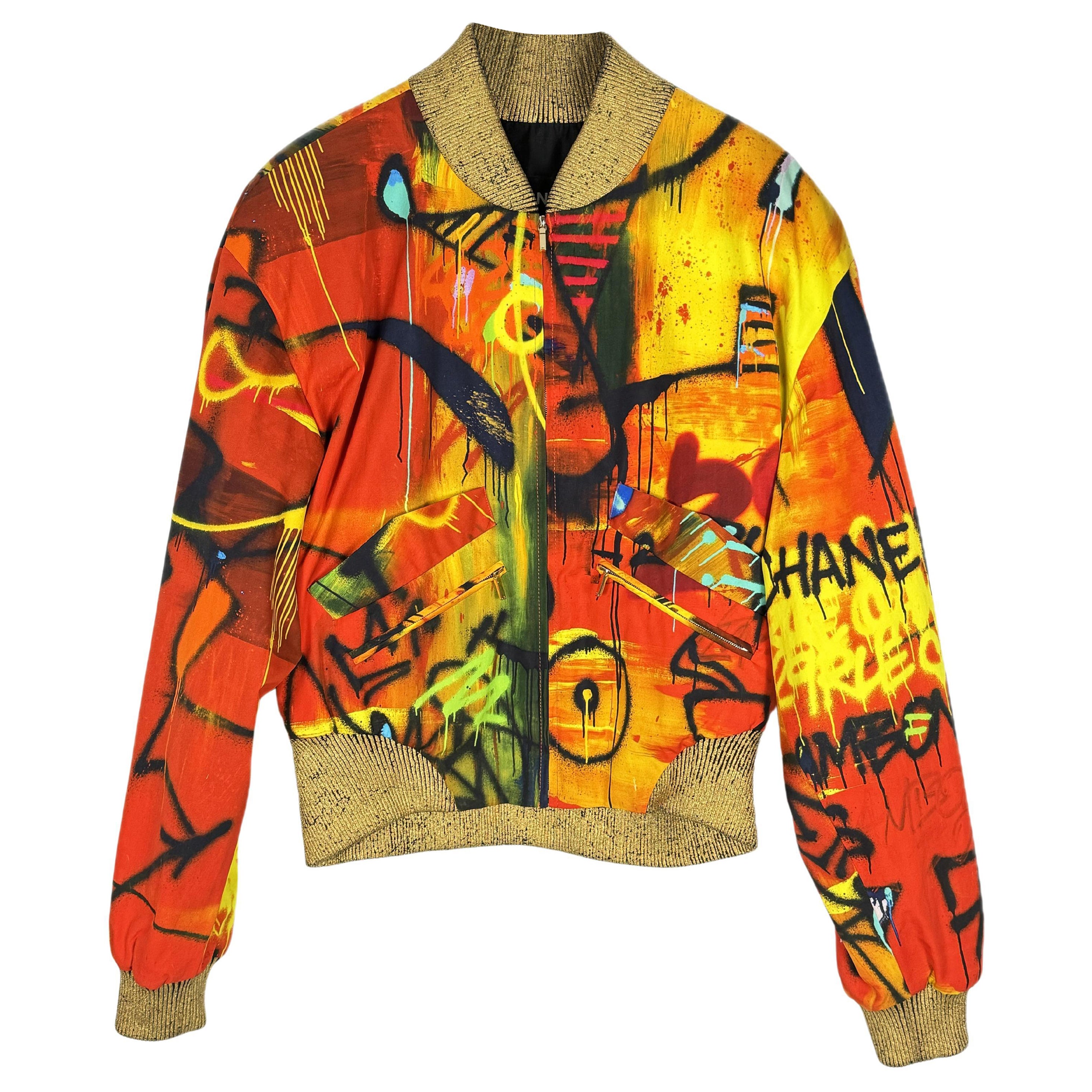 Chanel New CC Graffiti Egypt Sacred Symbols Bomber Jacket