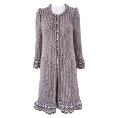 Chanel New CC Gripoix Buttons Beige Metallic Cardi Coat 38 FR