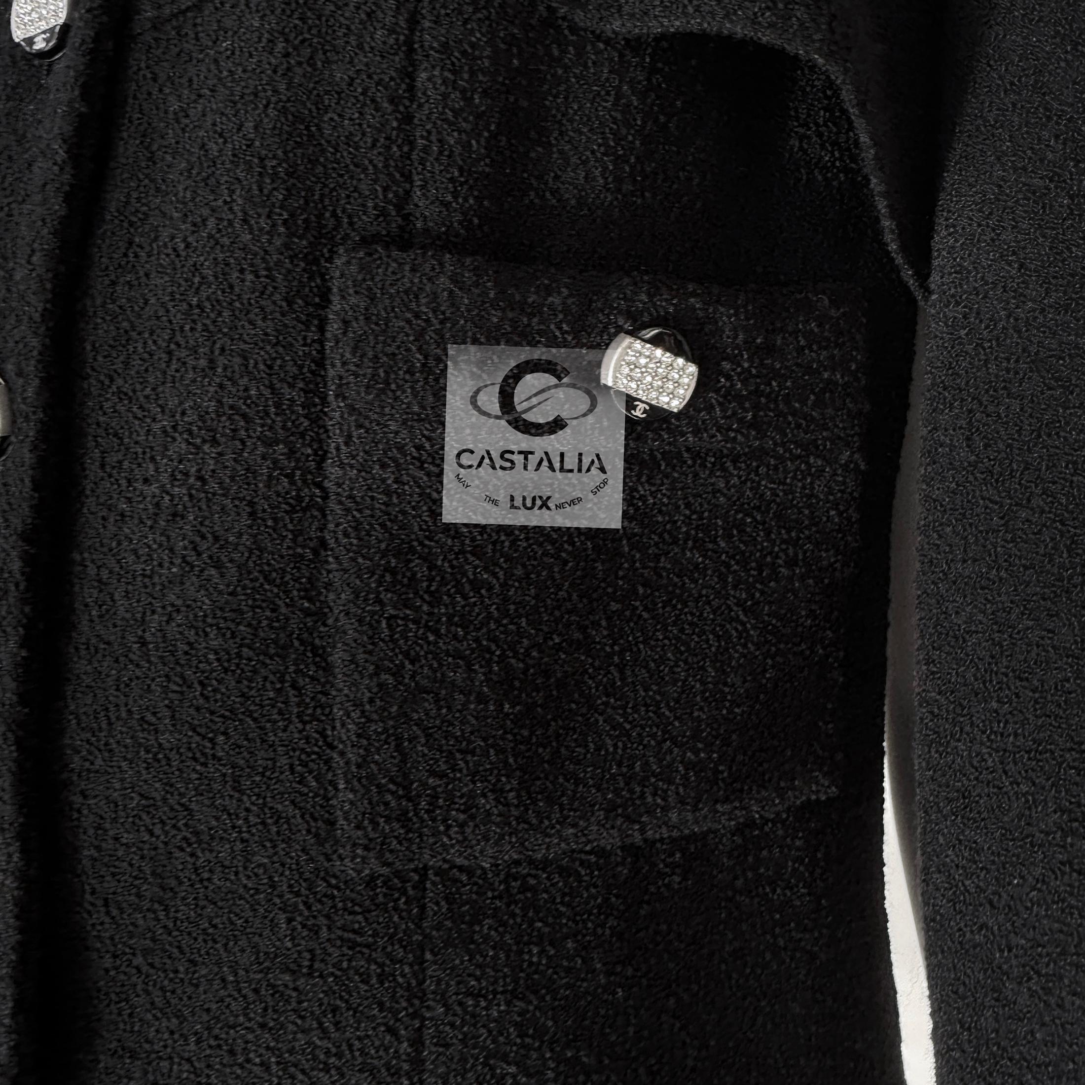 Chanel New CC Gripoix Buttons Black Tweed Cape Jacket 40 FR 8