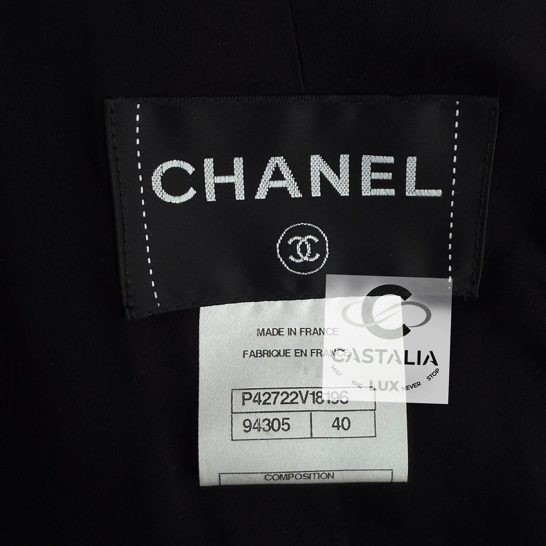 Chanel New CC Gripoix Buttons Black Tweed Cape Jacket 40 FR 12
