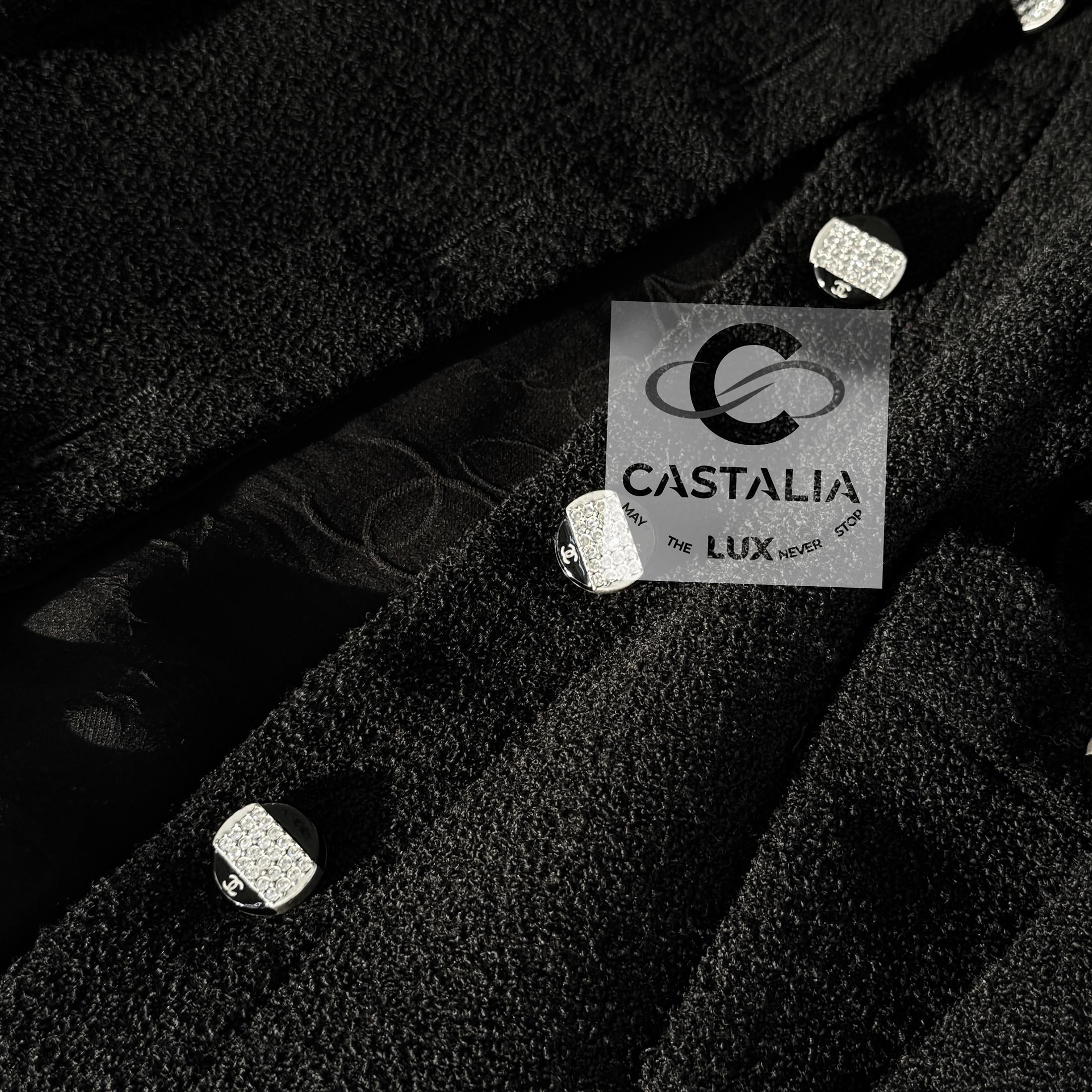 Chanel New CC Gripoix Buttons Black Tweed Cape Jacket 40 FR 2