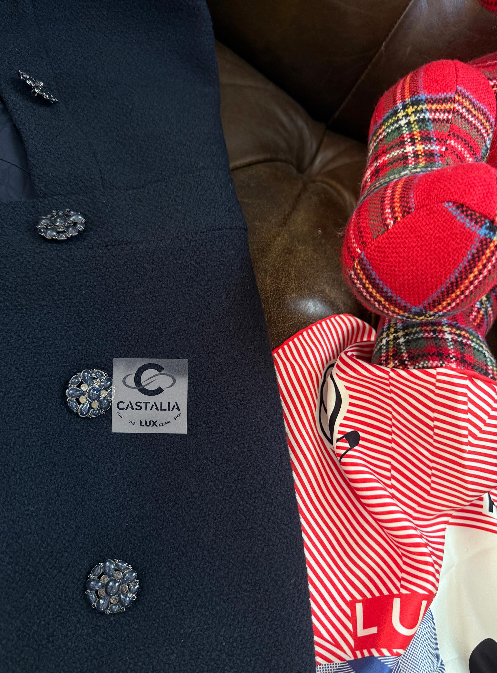 Chanel New CC Gripoix Buttons Tweed Dress 46 FR For Sale 4