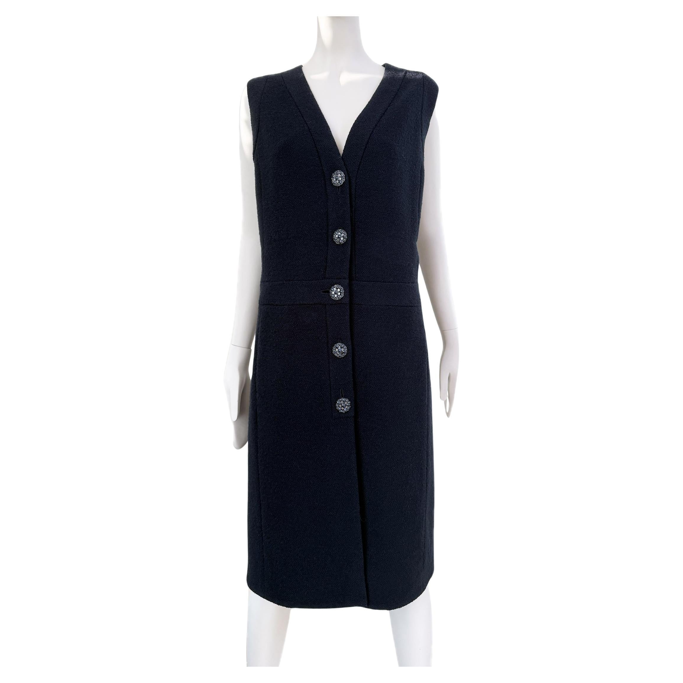 Chanel New CC Gripoix Buttons Tweed Dress 46 FR For Sale