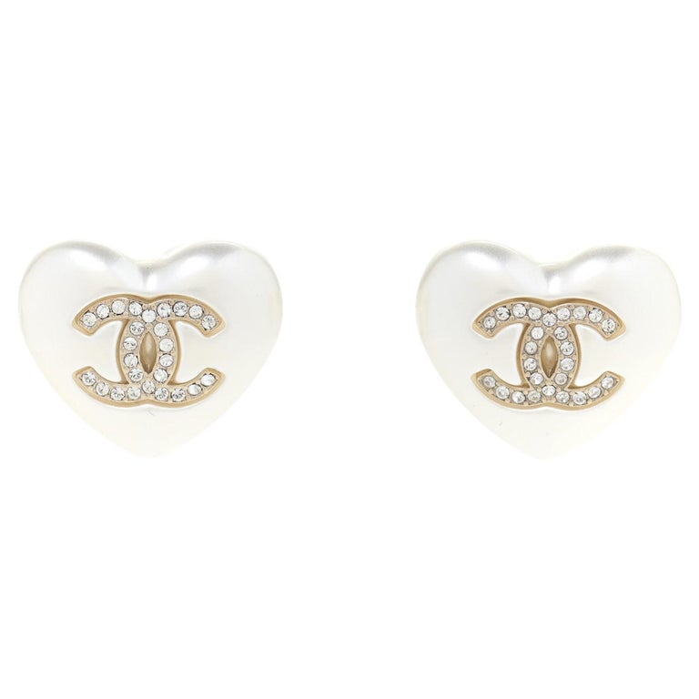 Chanel CC Metal Crystals Stud Earrings Silvery ref.877294 - Joli