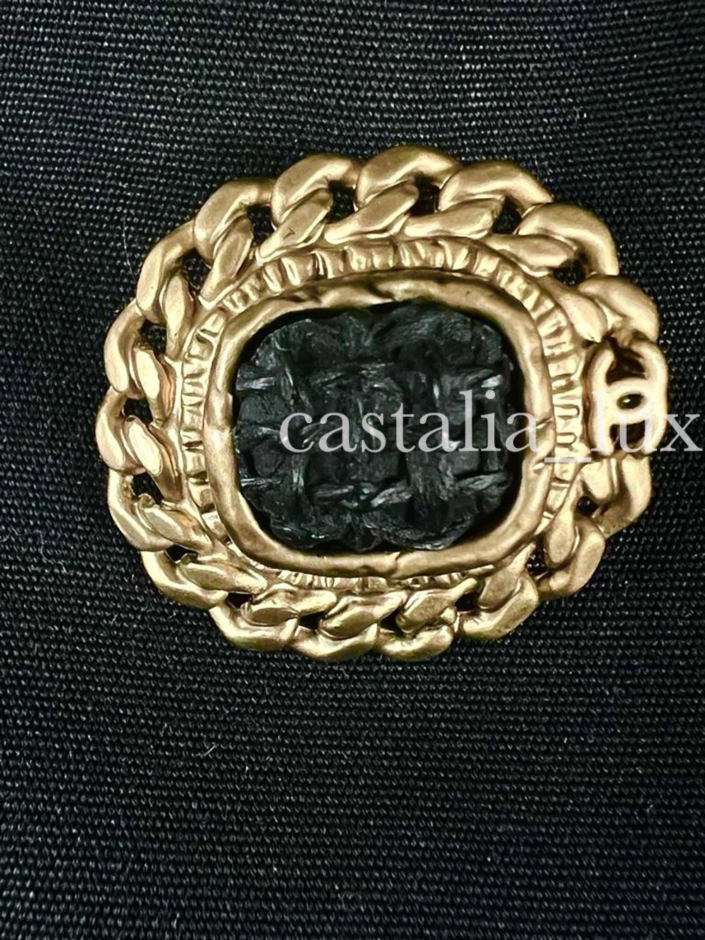 Women's or Men's Chanel New CC Jewel Buttons Black Trench Coat