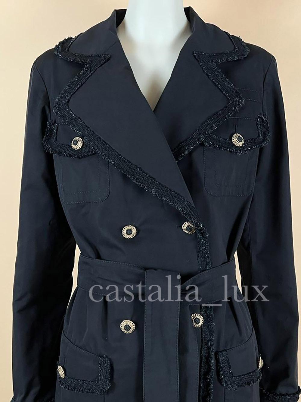 Chanel New CC Jewel Buttons Black Trench Coat For Sale 1