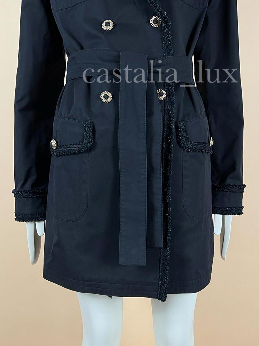 Chanel New CC Jewel Buttons Black Trench Coat 3