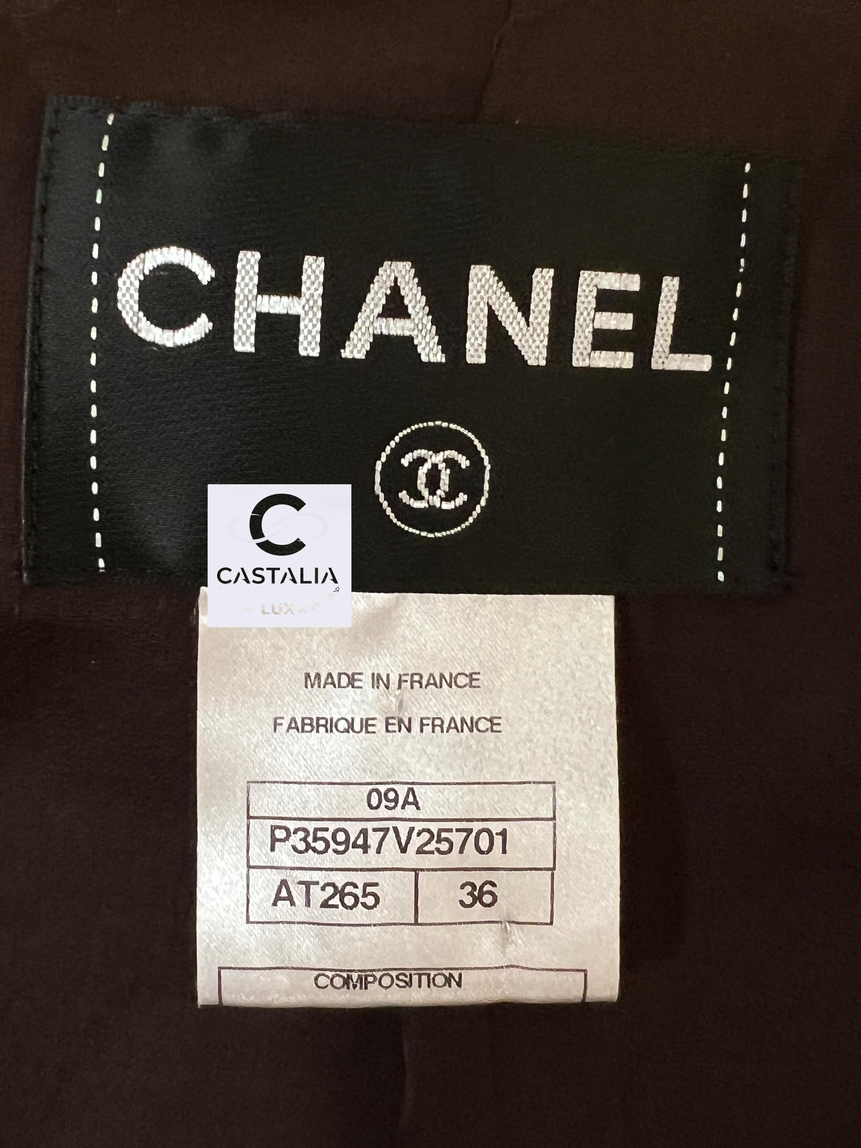 CHANEL Wool nylon Gripoa Tweed Jacket one piece setup P08529 Brown 38