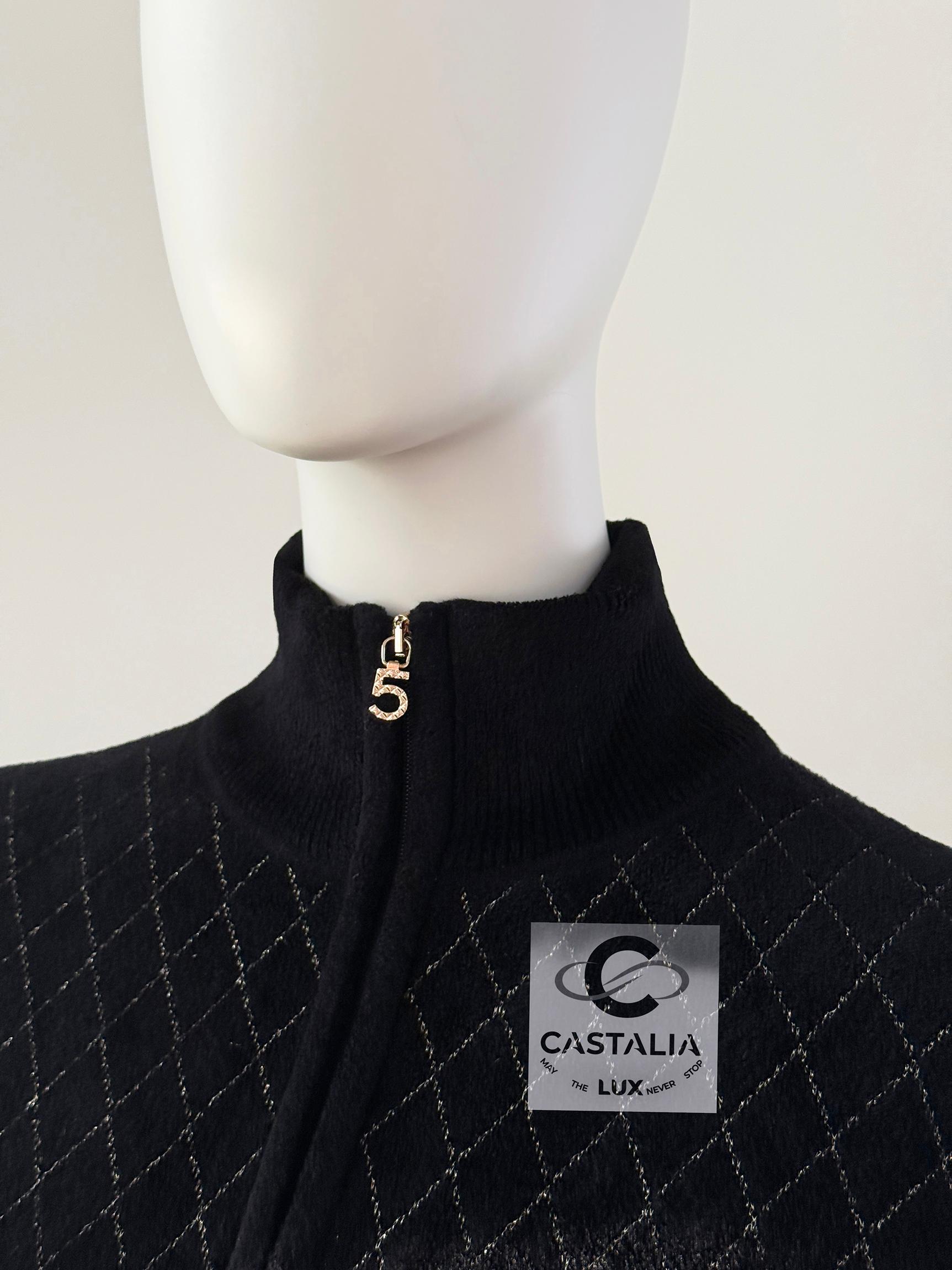 Chanel New CC Jewel Snowflake Buttons Quilted Black Dress 8