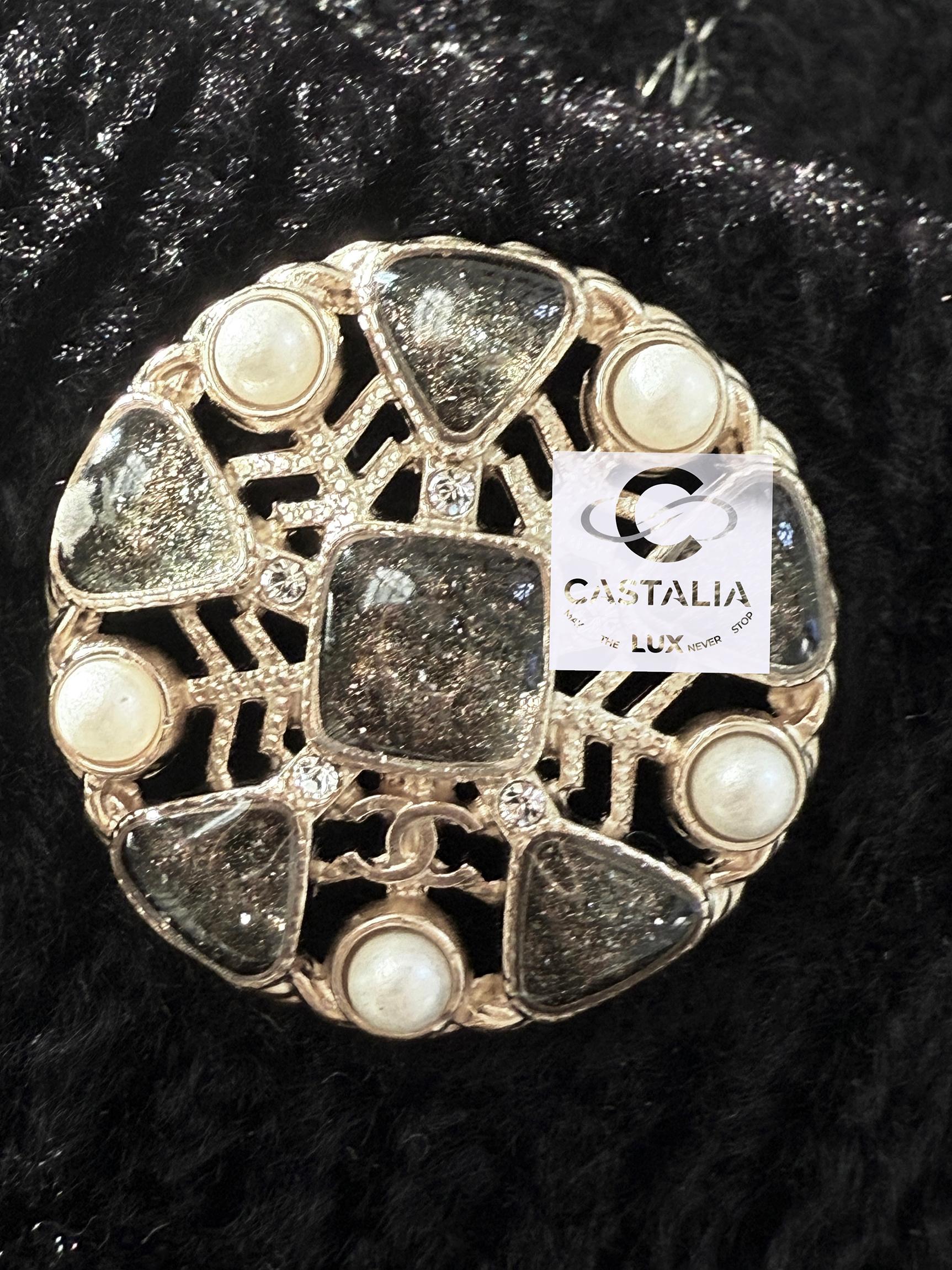 Chanel New CC Jewel Snowflake Buttons Quilted Black Dress 3