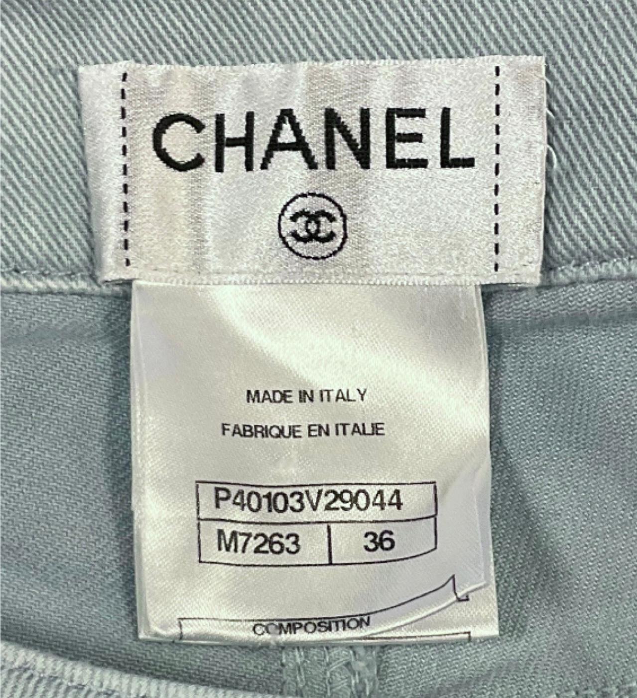 Chanel New CC Logo Embroidery Runway Jeans For Sale 10