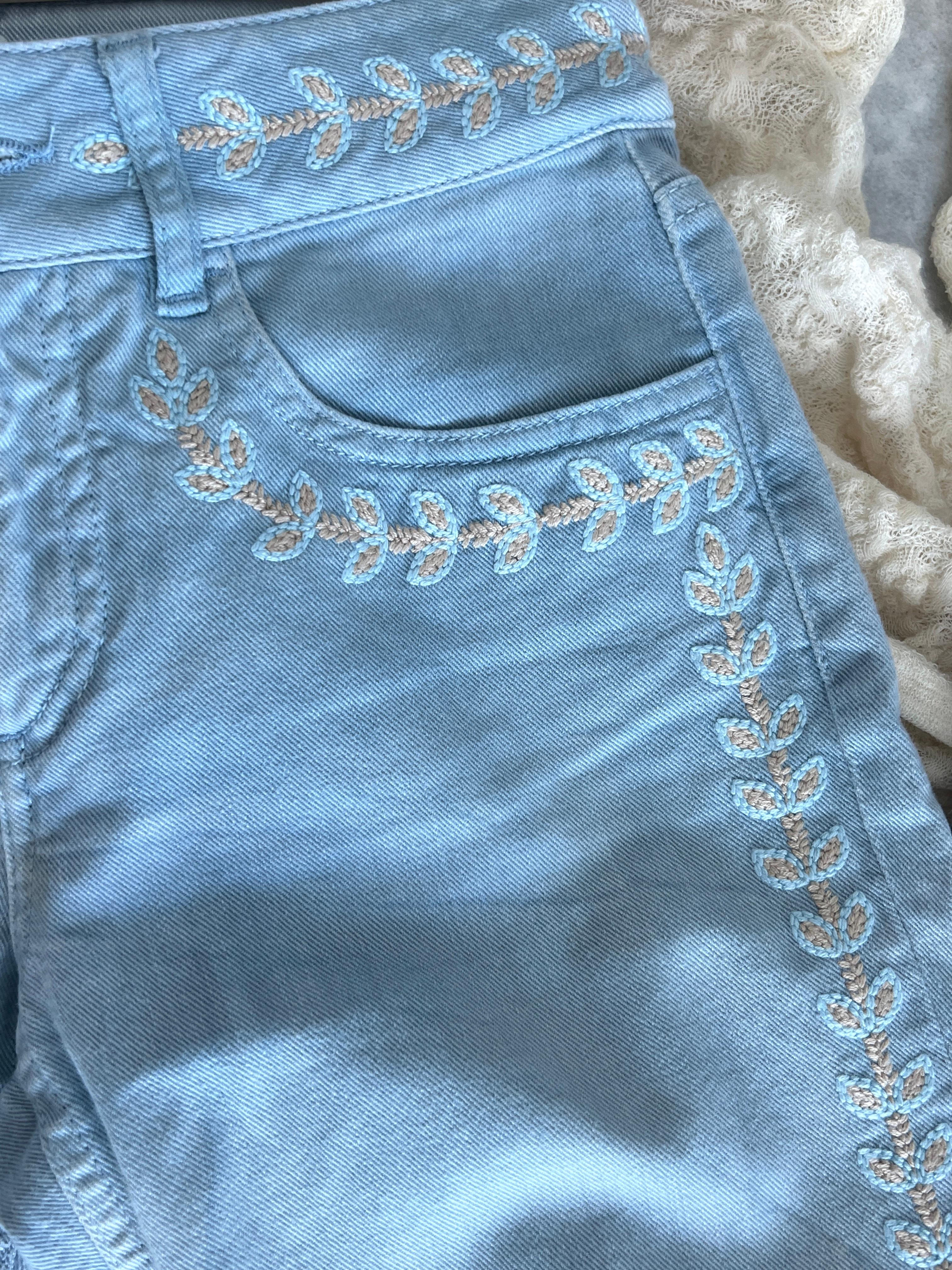 Chanel New CC Logo Embroidery Runway Jeans For Sale 4