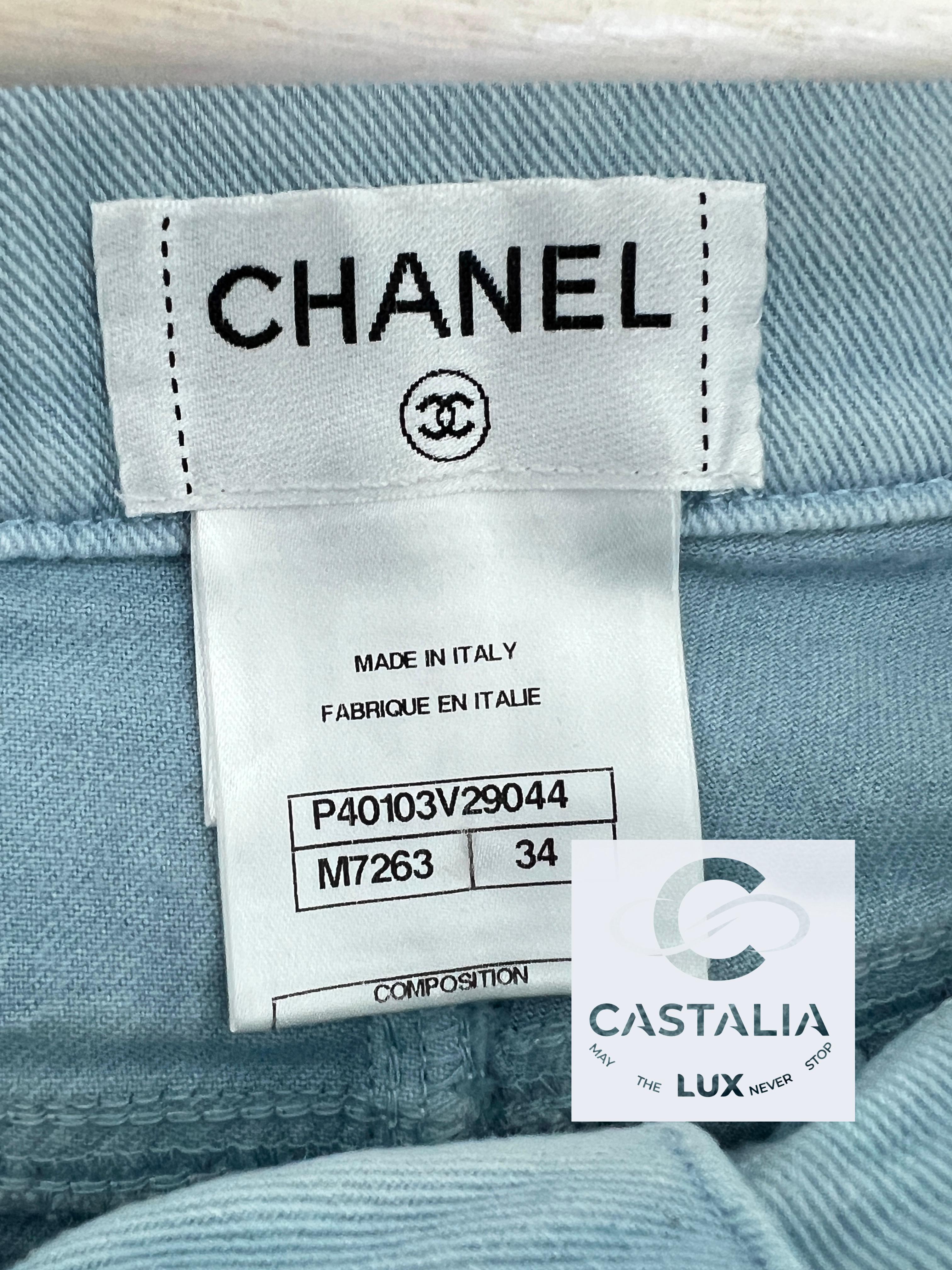 Chanel New CC Logo La Riviera Collection Runway Jeans 34 FR For Sale 10