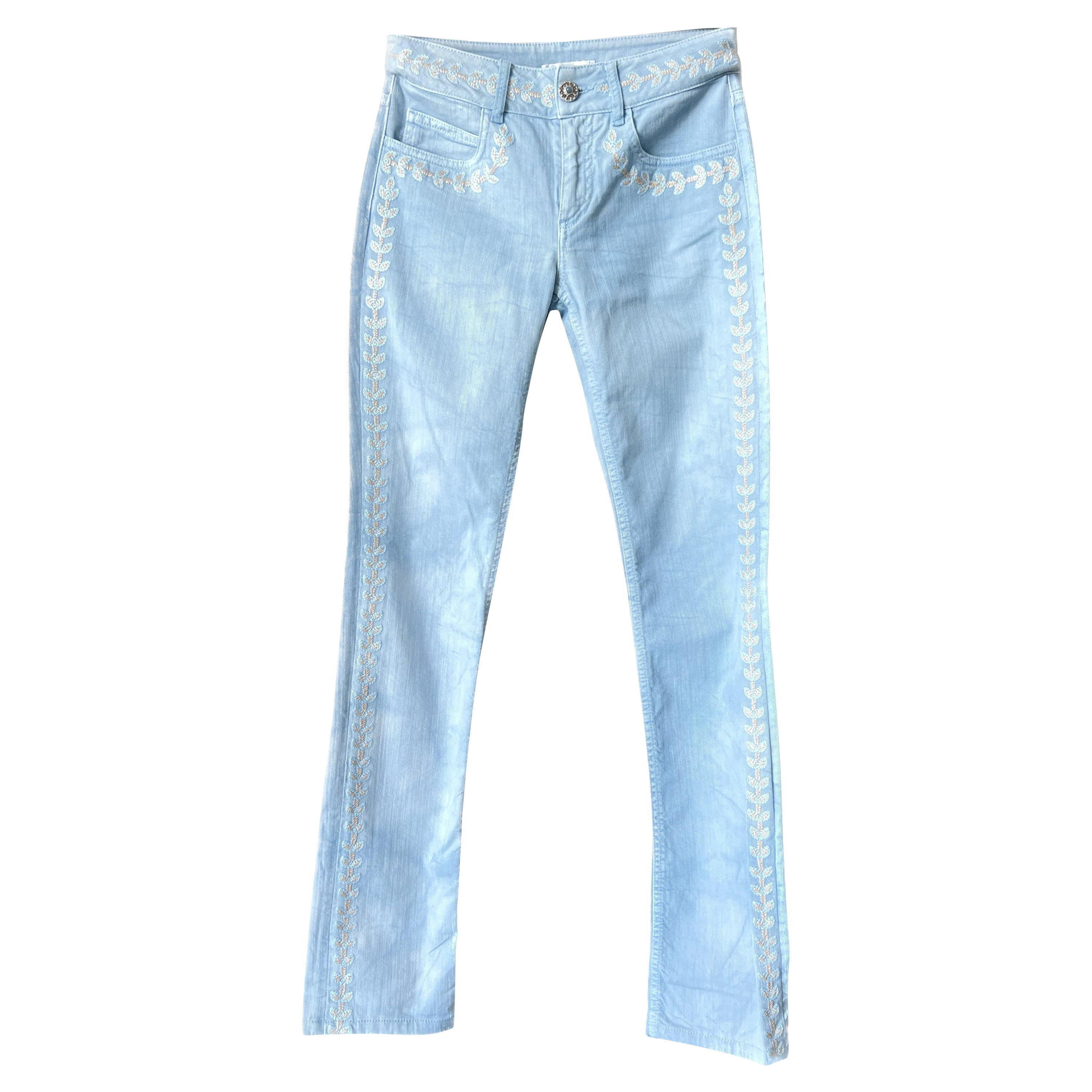 Chanel New CC Logo La Riviera Collection Runway Jeans 34 FR