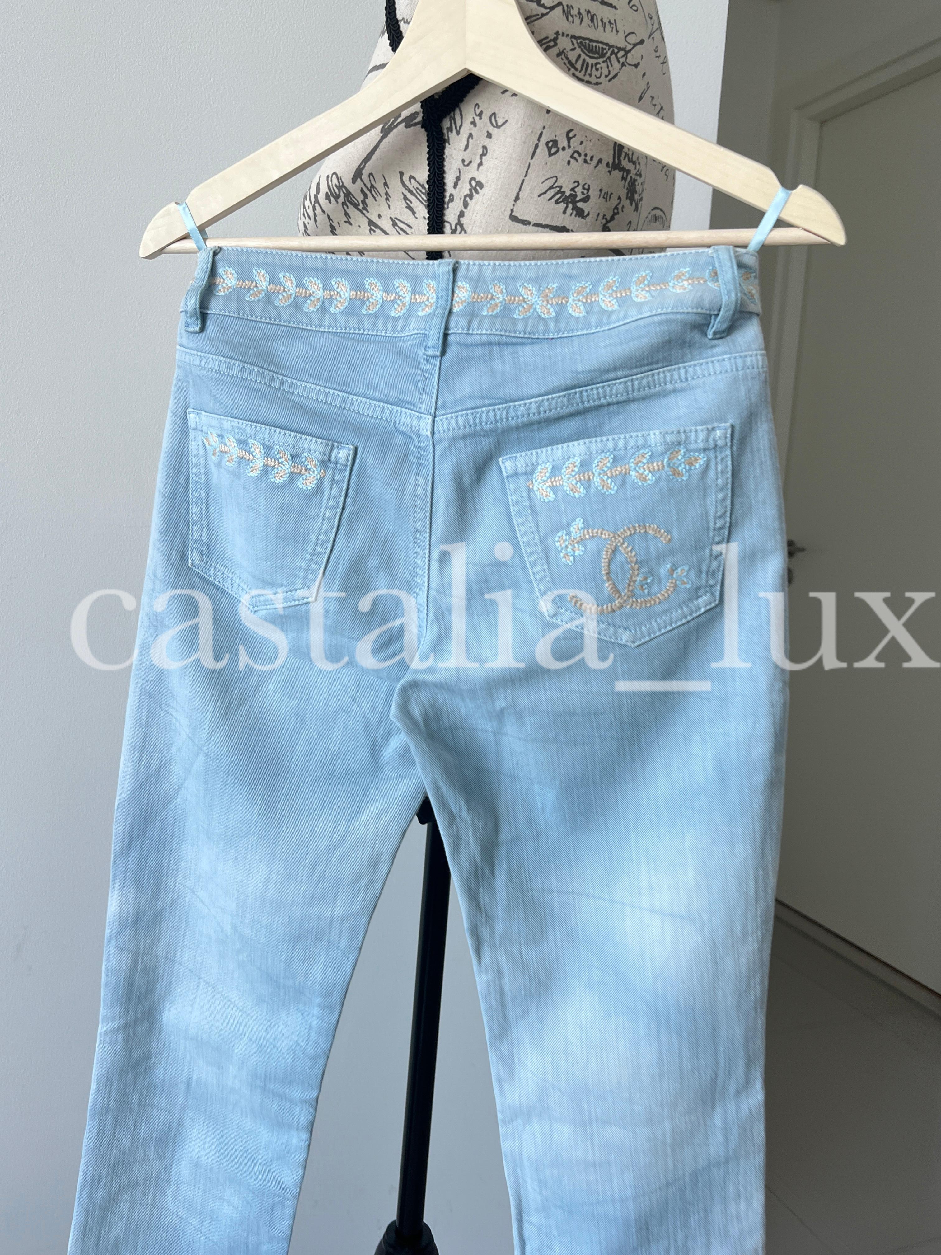 Chanel New CC Logo La Riviera Collection Runway Jeans For Sale 11