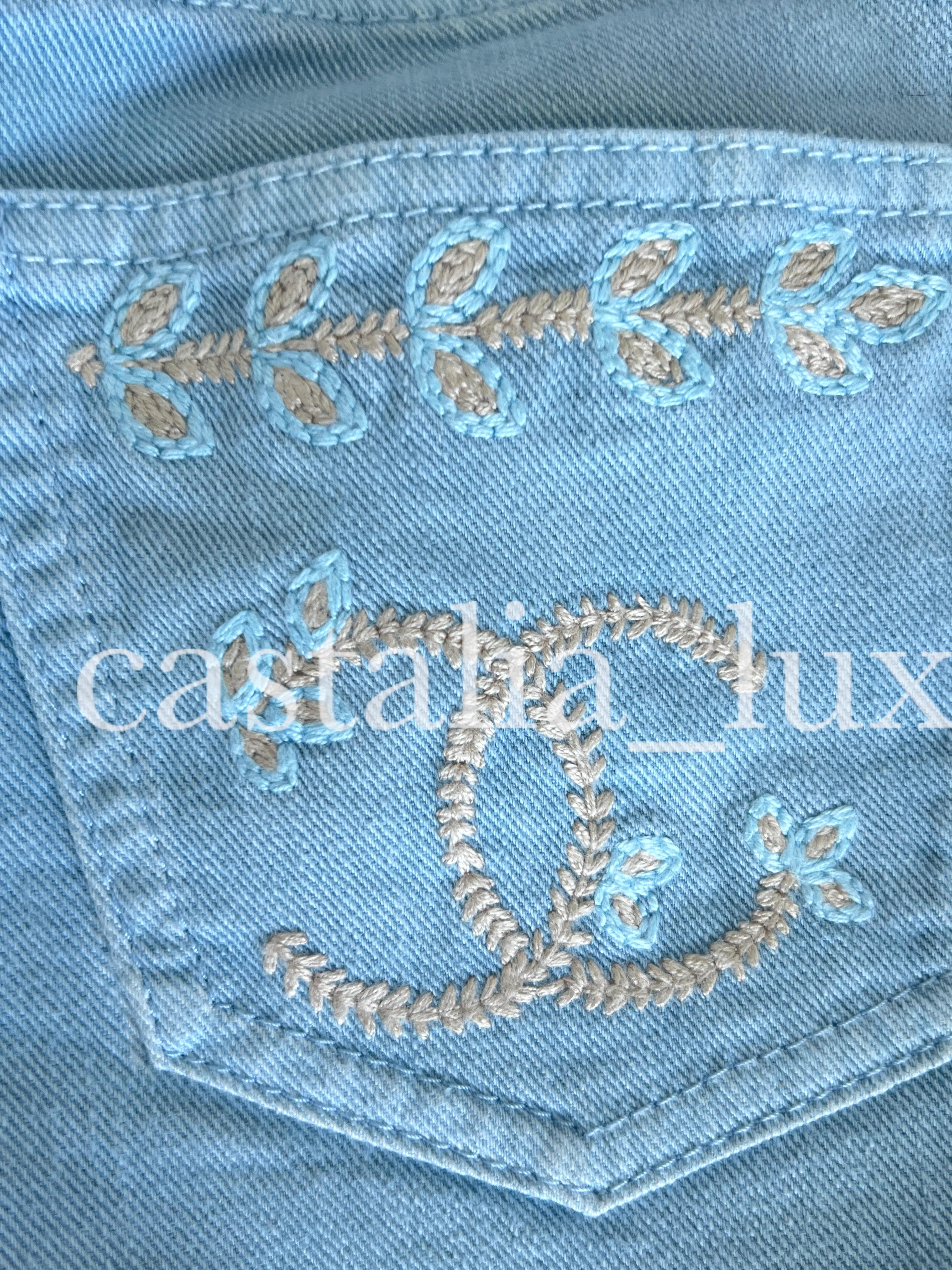 Blue Chanel New CC Logo La Riviera Collection Runway Jeans