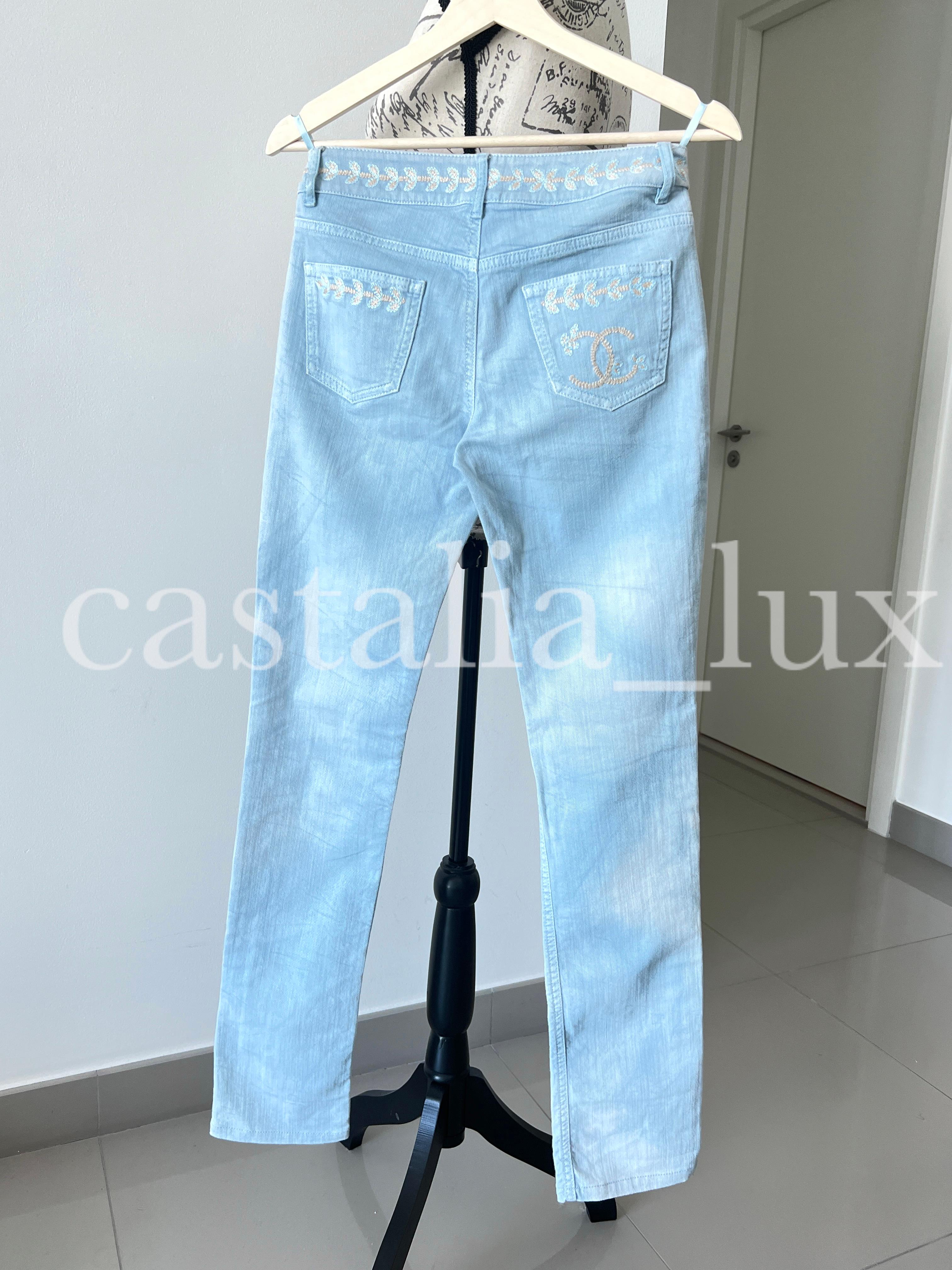 Chanel New CC Logo La Riviera Collection Runway Jeans For Sale 3