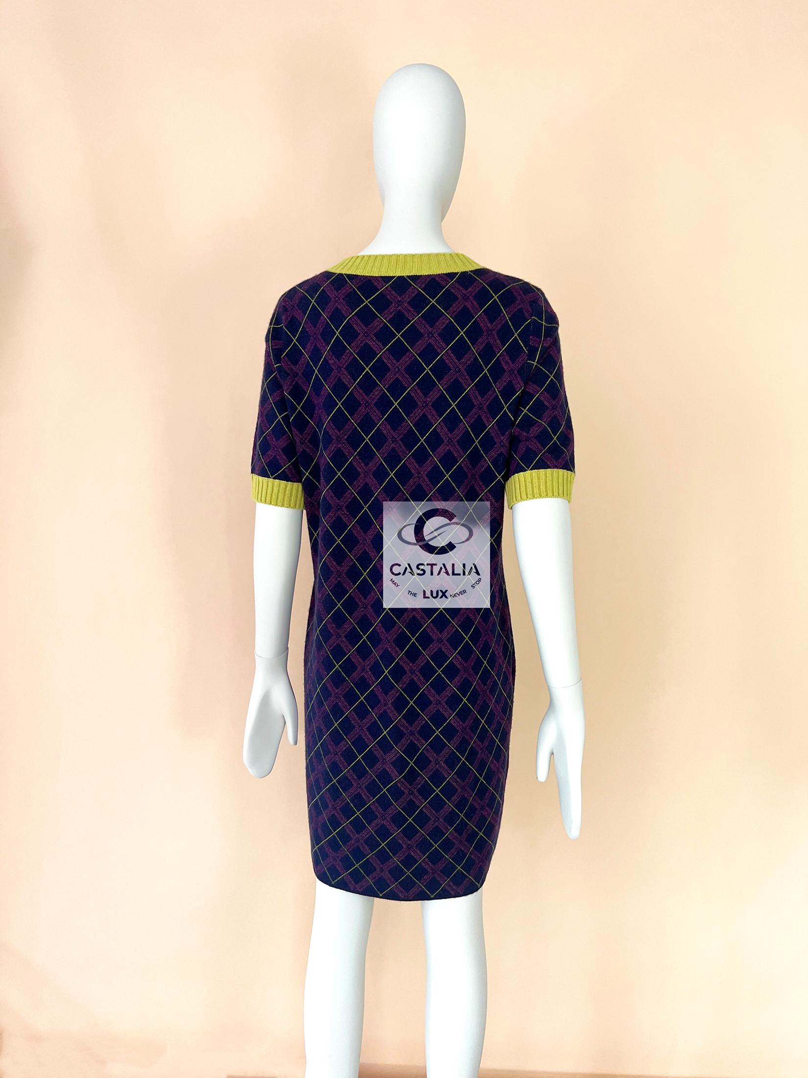 Chanel New CC Logo Patch Tartan Cashmere Dress 3