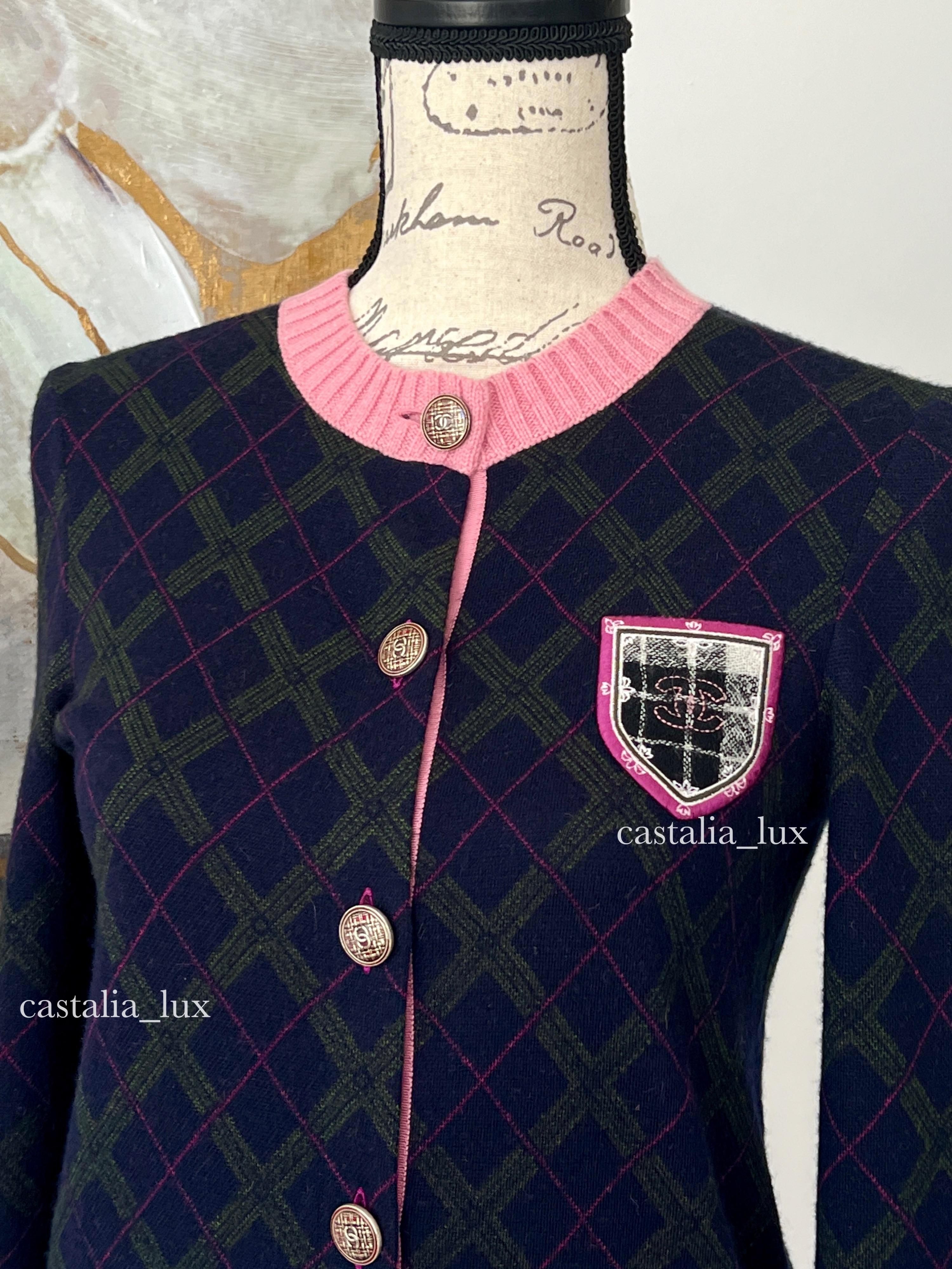 Chanel New CC Logo Patch Tartan Cashmere Jacket 1