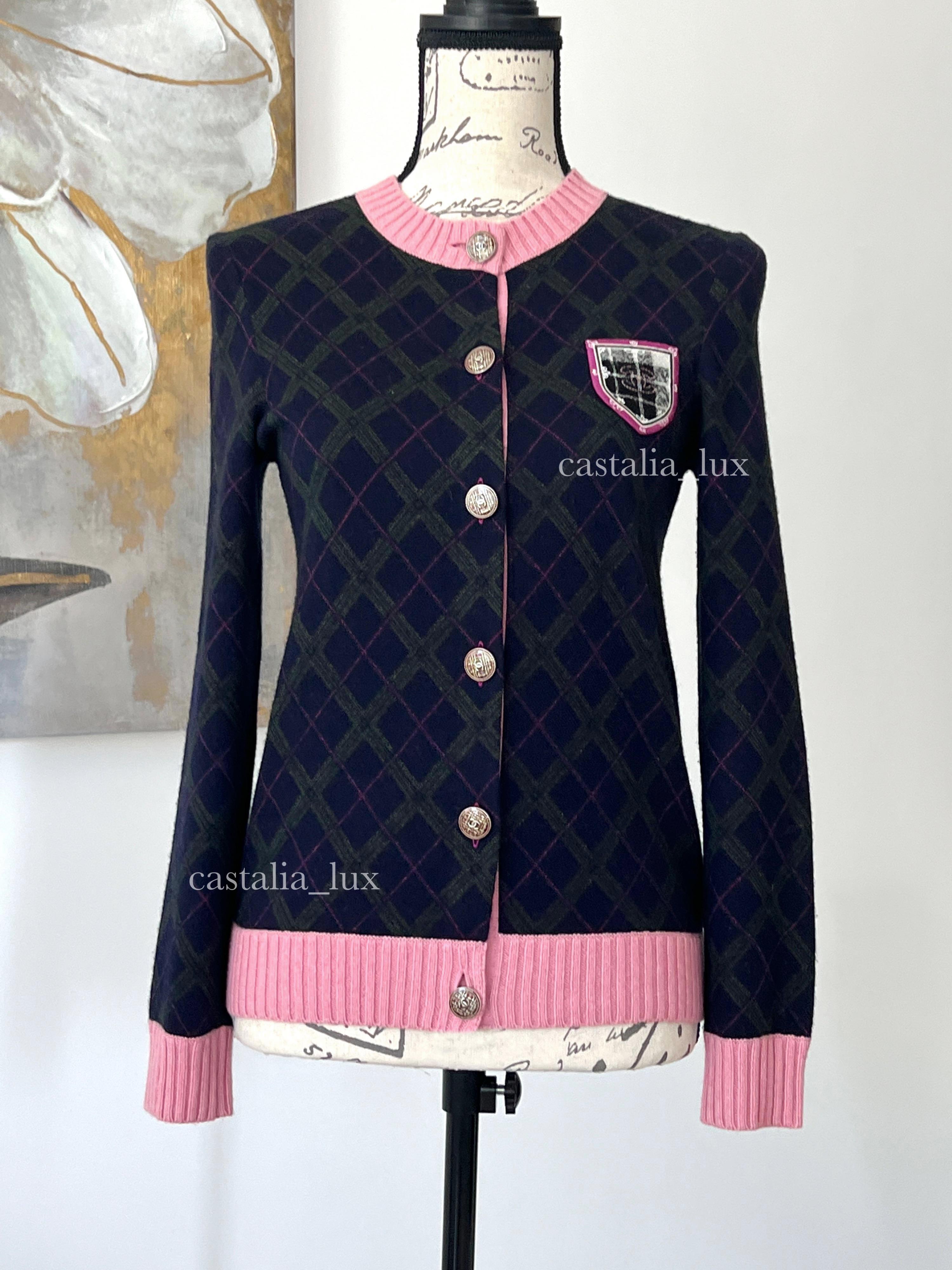 Chanel New CC Logo Patch Tartan Cashmere Jacket 4