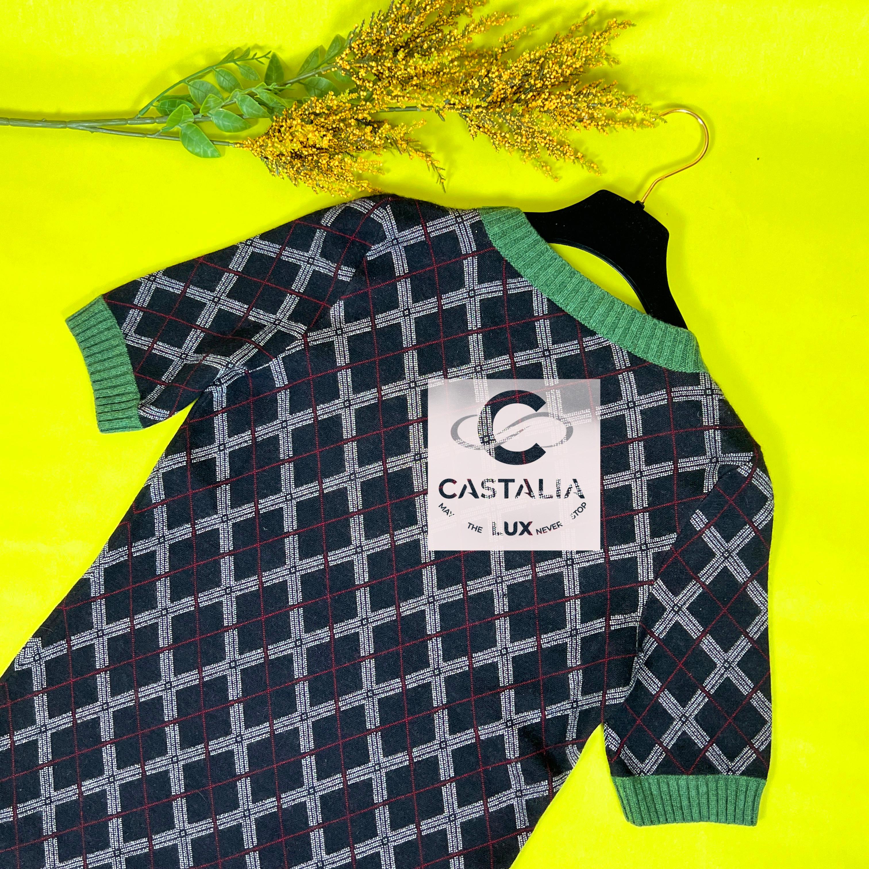 Chanel New CC Patch Tartan Cashmere Dress 40 FR 3