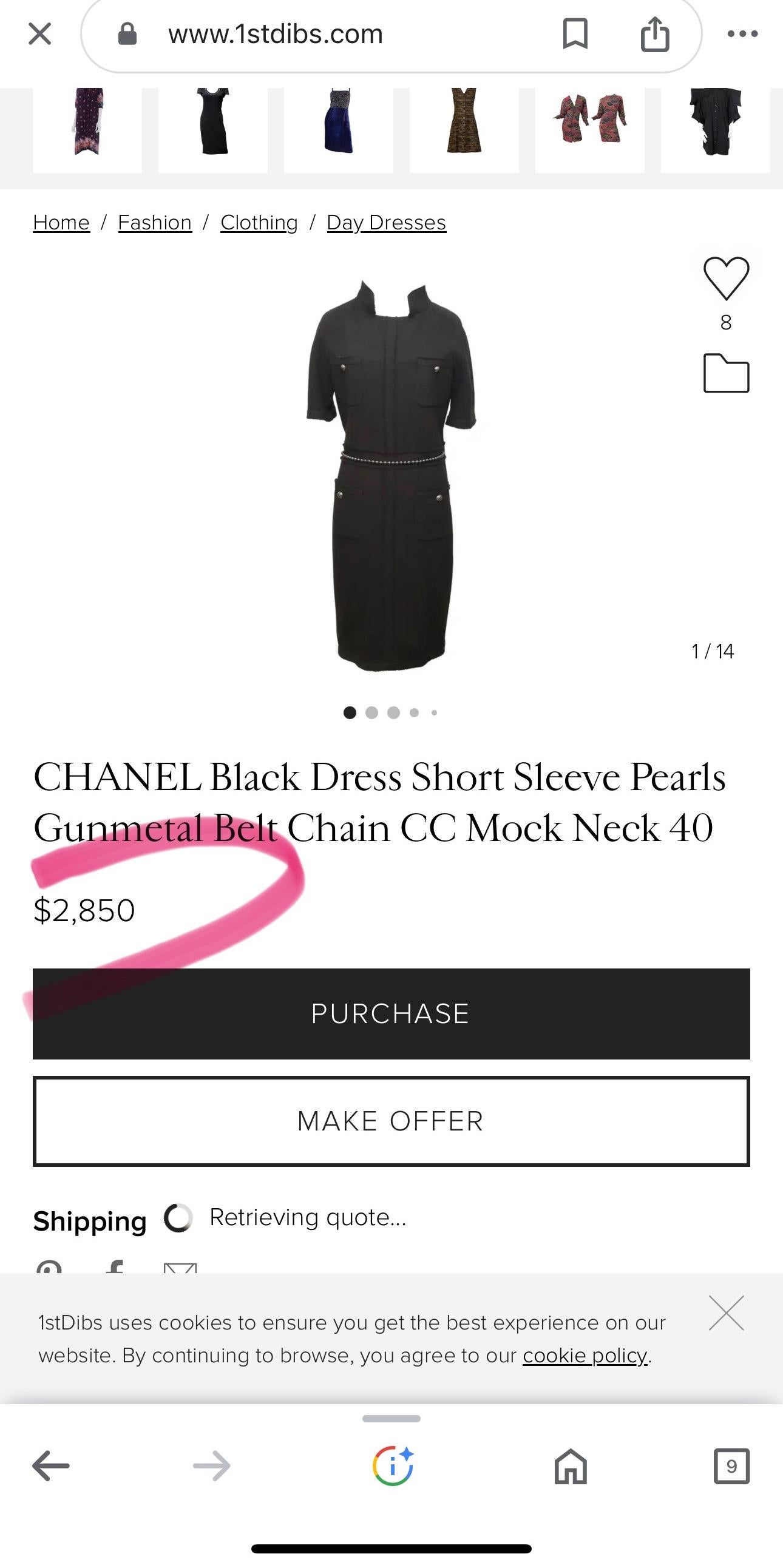 Chanel New CC Pearl Belt Runway Black Tweed Dress Neuf - En vente à Dubai, AE