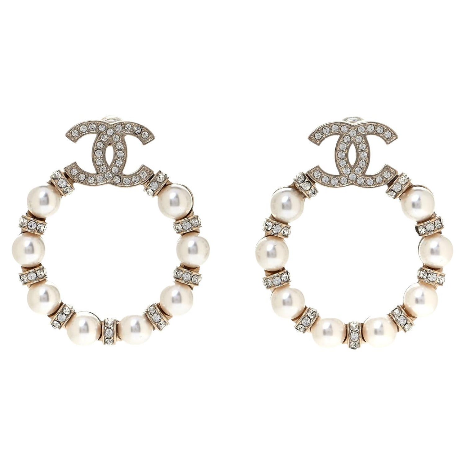 Chanel Brand New Gold CC Transparent Large Hoop Earrings - LAR Vintage