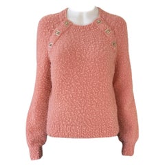 Chanel New CC Turnlock Peach Alpaca Jumper 34 FR