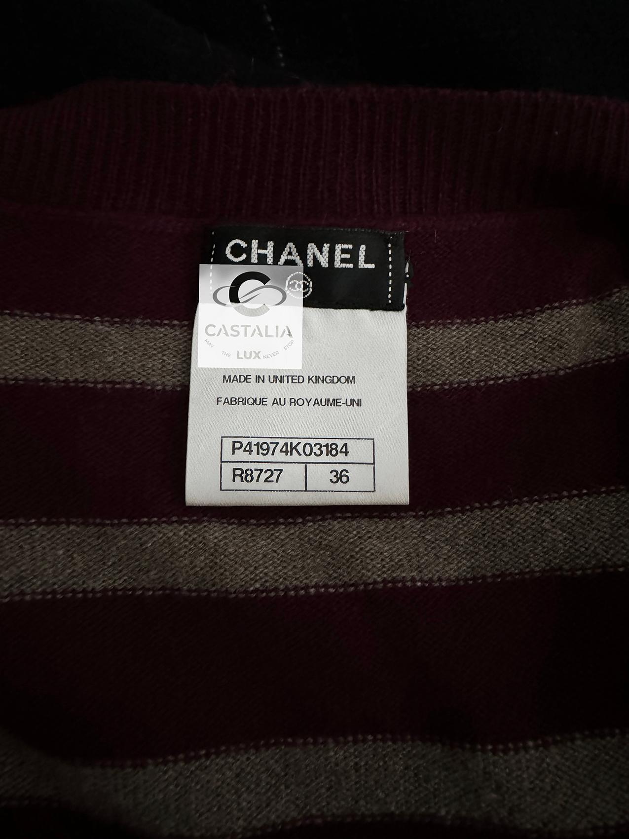 Pull Chanel CC Turnlocks bordeaux 36 FR en vente 7