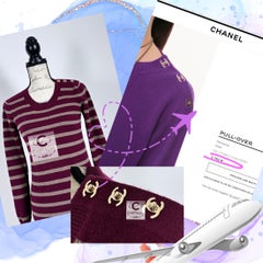 Chanel New CC Turnlocks Burgundy Cashmere Jumper