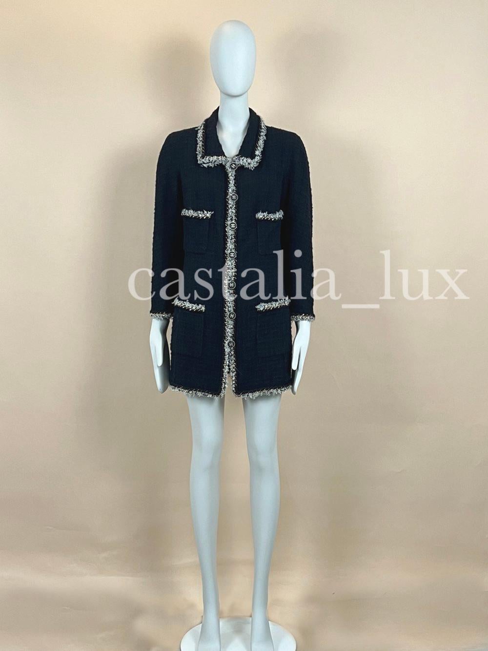 Chanel New Chain Link Trim Black Tweed Jacket For Sale at 1stDibs