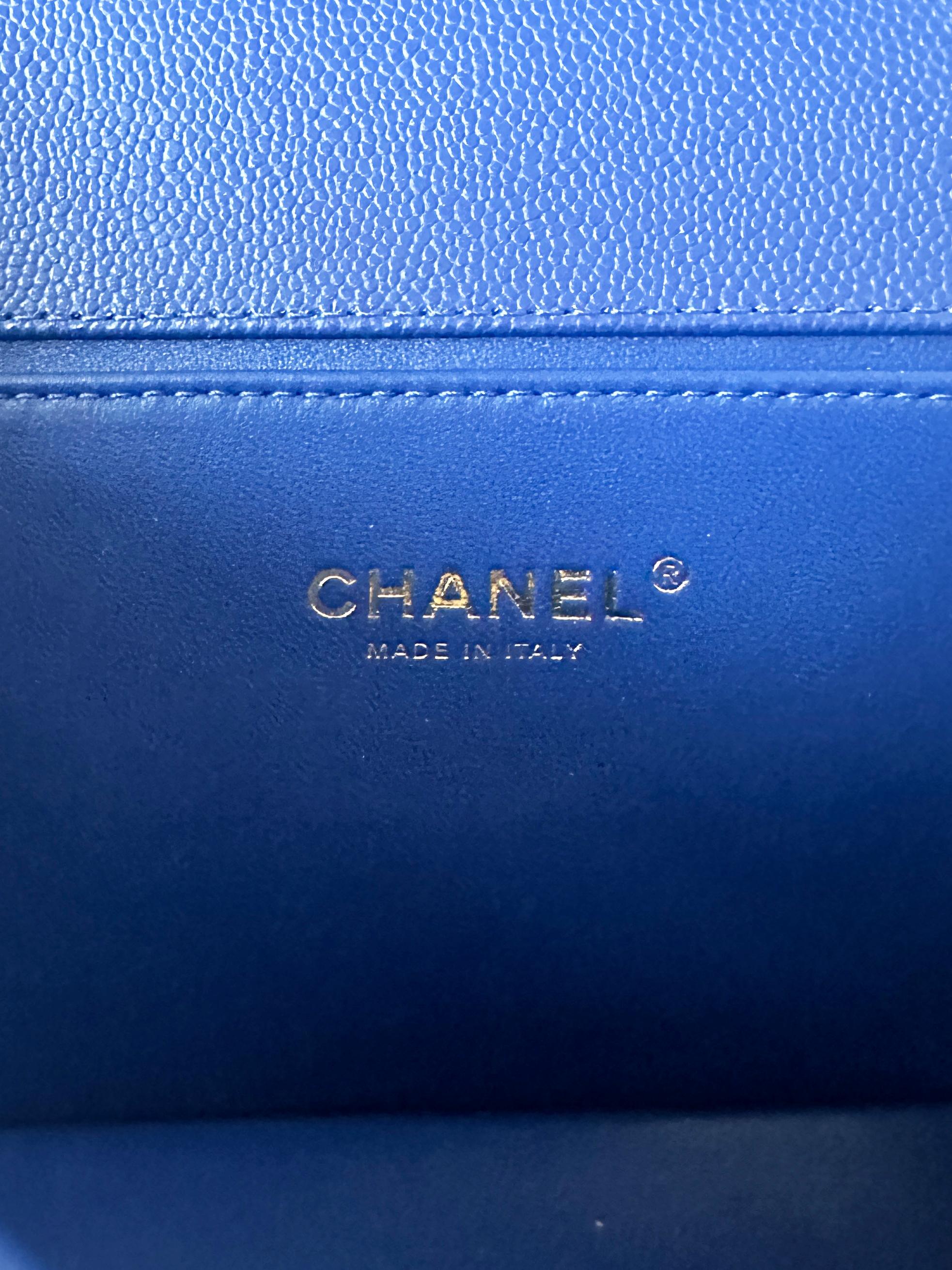 Chanel NEW Cobalt Blue Caviar Leather Quilted Medium Boy Bag 6
