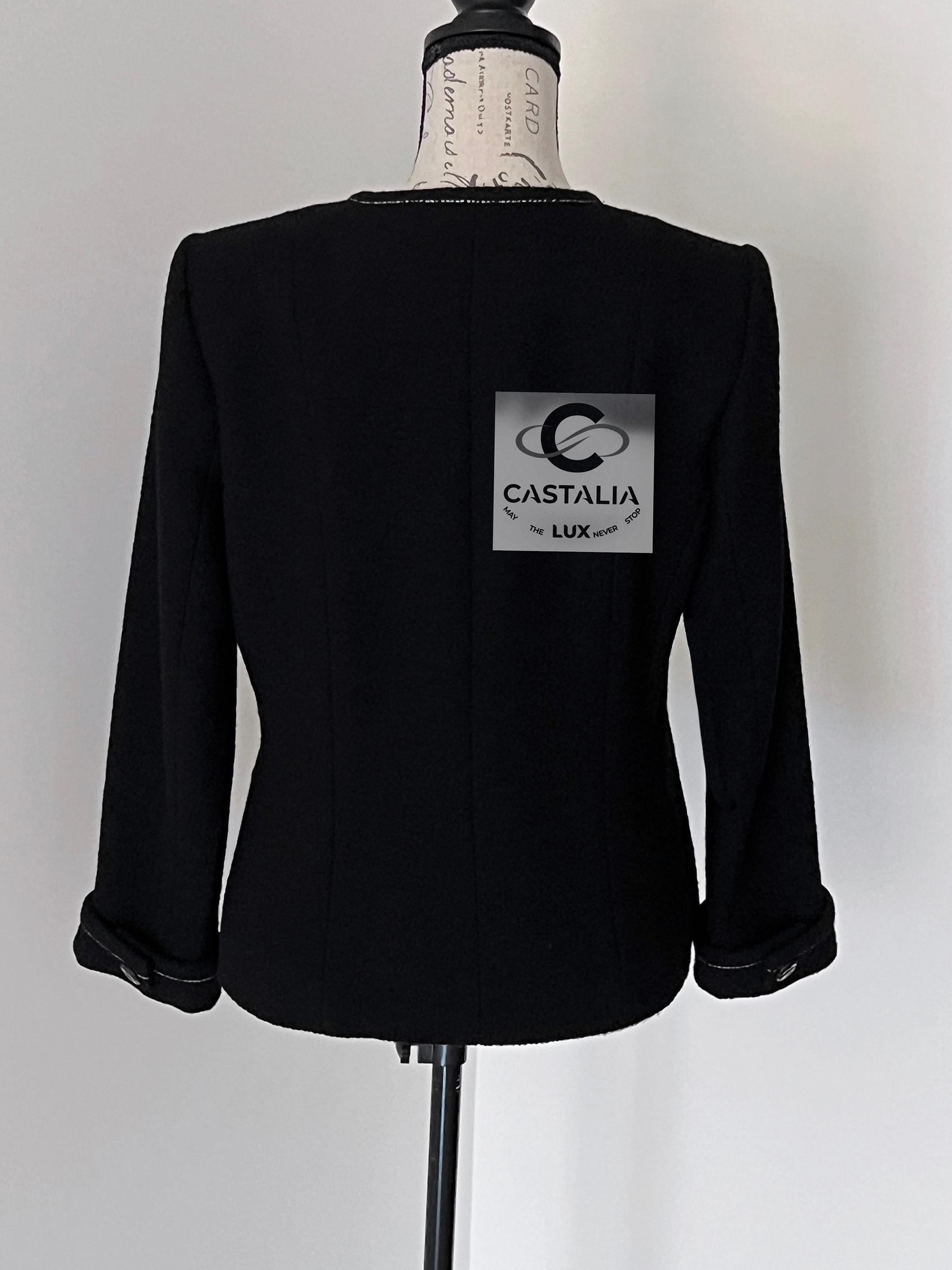 Chanel New Coco Brasserie Black Tweed Jacket 38 FR For Sale 11