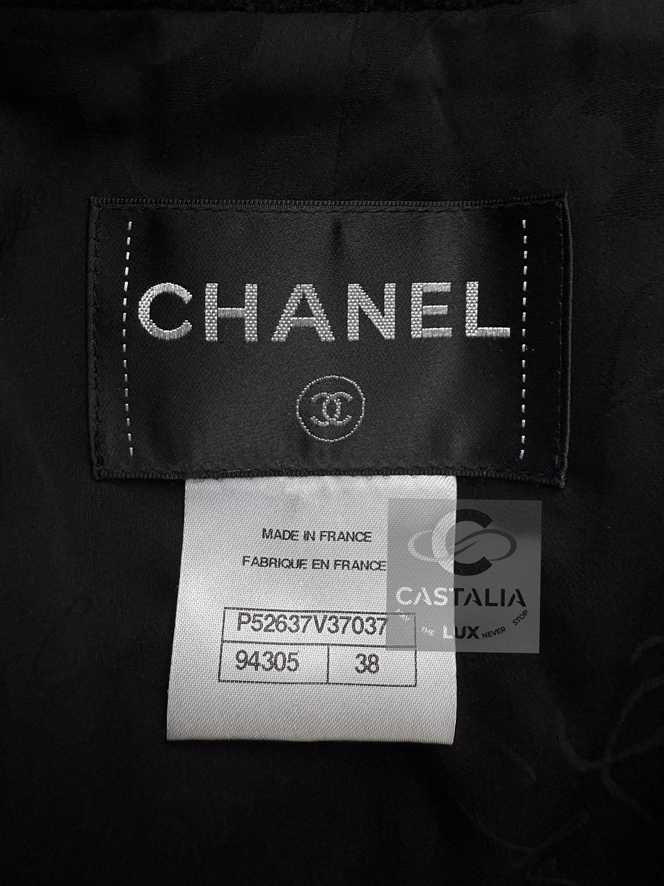 Chanel New Coco Brasserie Black Tweed Jacket 38 FR For Sale 14