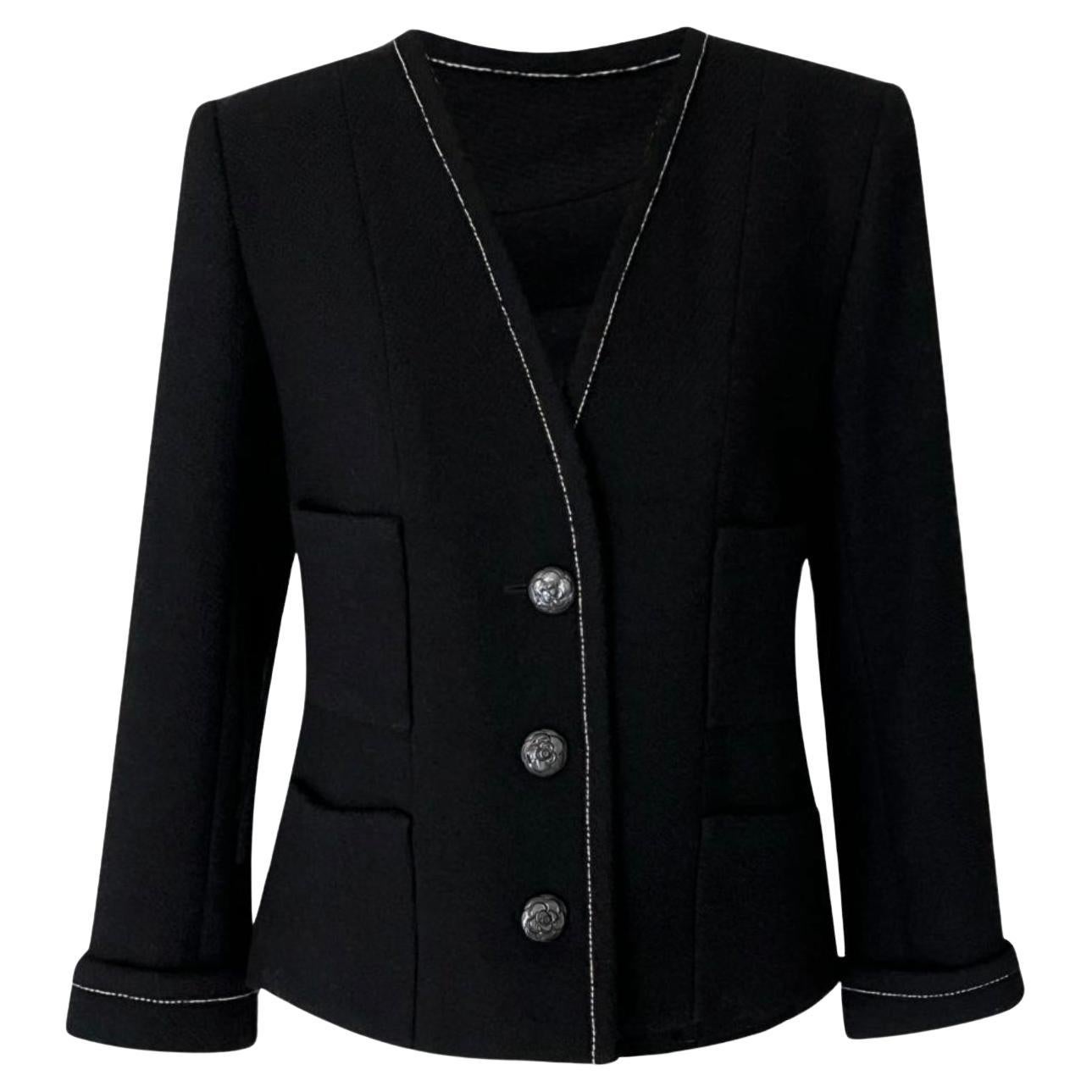 Chanel Nuevo Chaqueta Coco Chanel Brasserie Tweed Negro 38 FR