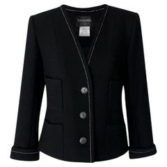 Chanel New Coco Brasserie Black Tweed Jacket 38 FR