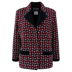 CHANEL New COCO Brasserie Icon Burgundy Tweed Jacket 42 FR
