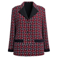 CHANEL New COCO Brasserie Icon Burgundy Tweed Jacket 42 FR