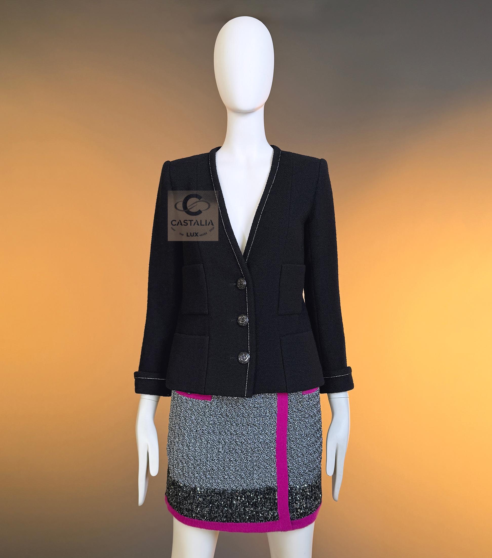 CHANEL New COCO Brasserie Timeless Black Tweed Jacket 36 FR en vente 10